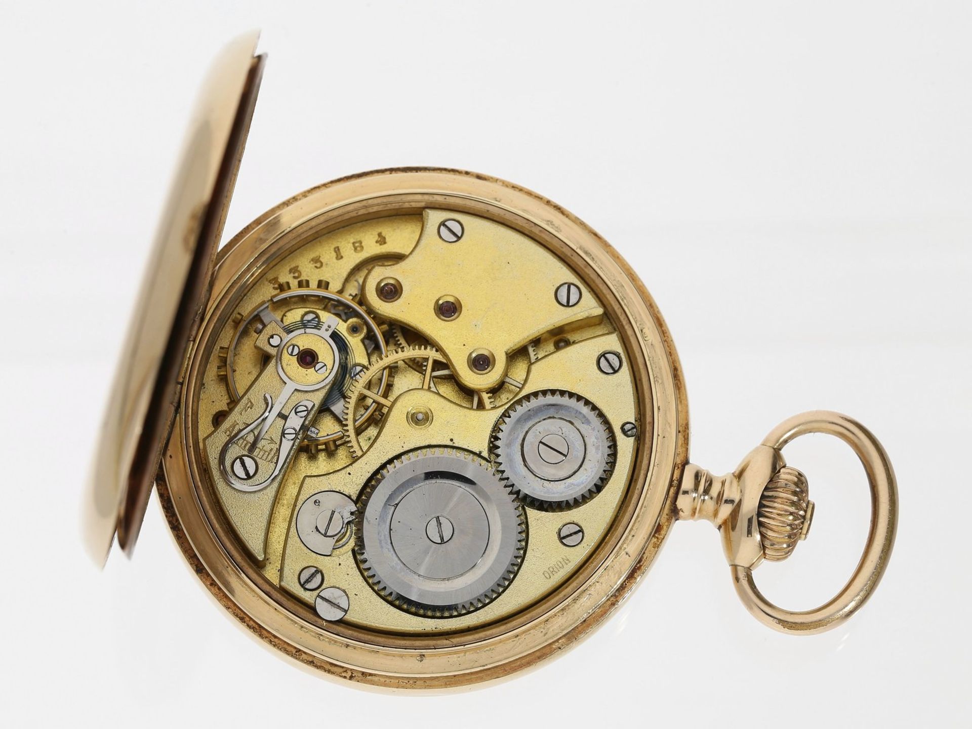 Taschenuhr: Goldsavonnette, um 1920, Marke Orion - Bild 3 aus 3