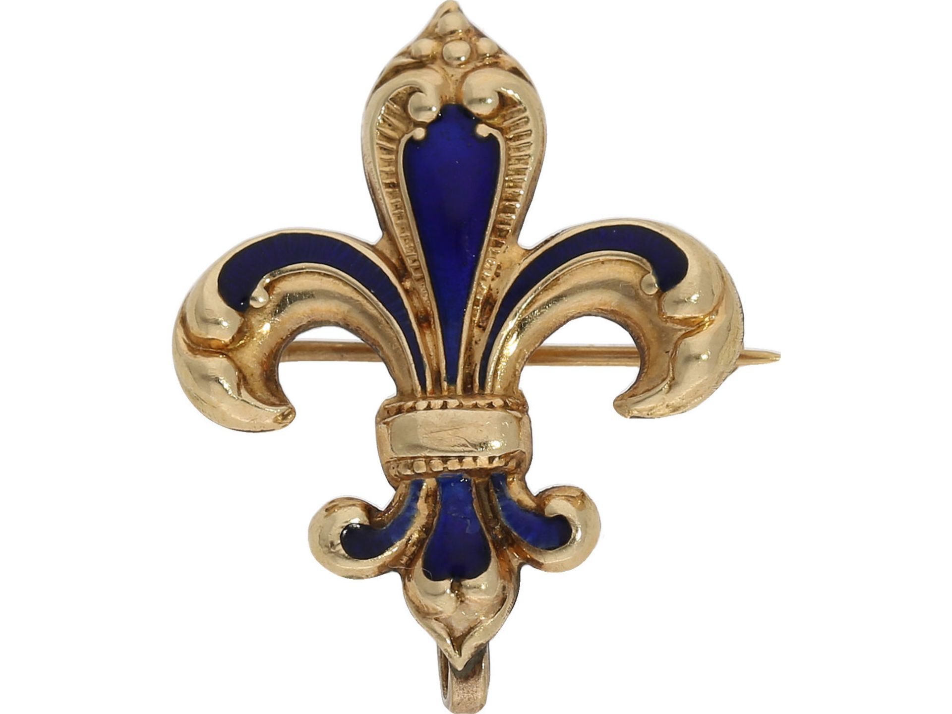 Armbanduhr: attraktive Art Nouveau Gold/Emaille-Damenuhr mit Brosche, Le Coultre, ca. 1900 - Bild 7 aus 8