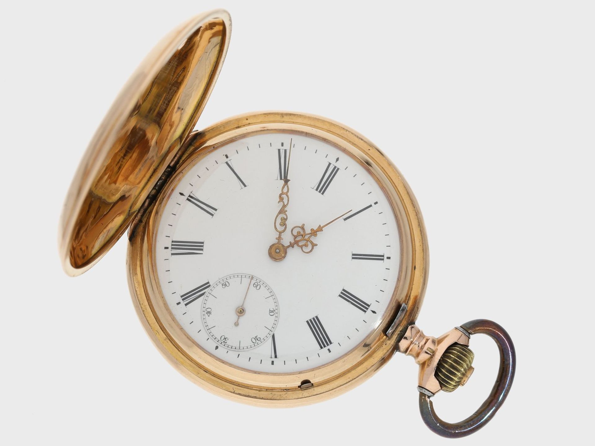 Taschenuhr: frühe IWC Goldsavonnette No.96470, ca.1892<