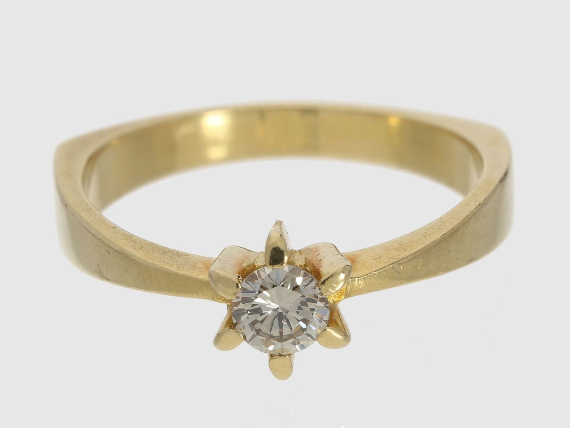Ring: vintage Solitär/Brillant-Goldschmiedering, ca. 0,25ct<