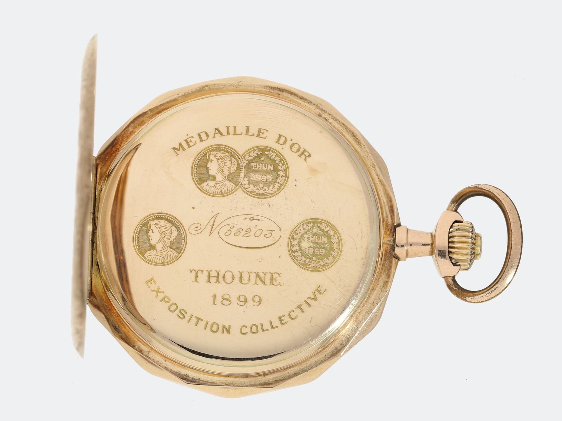 Taschenuhr: ausgesprochen schöne Jugendstil-Savonnette, um 1900, Exposition Collective, Thoune - Bild 3 aus 4