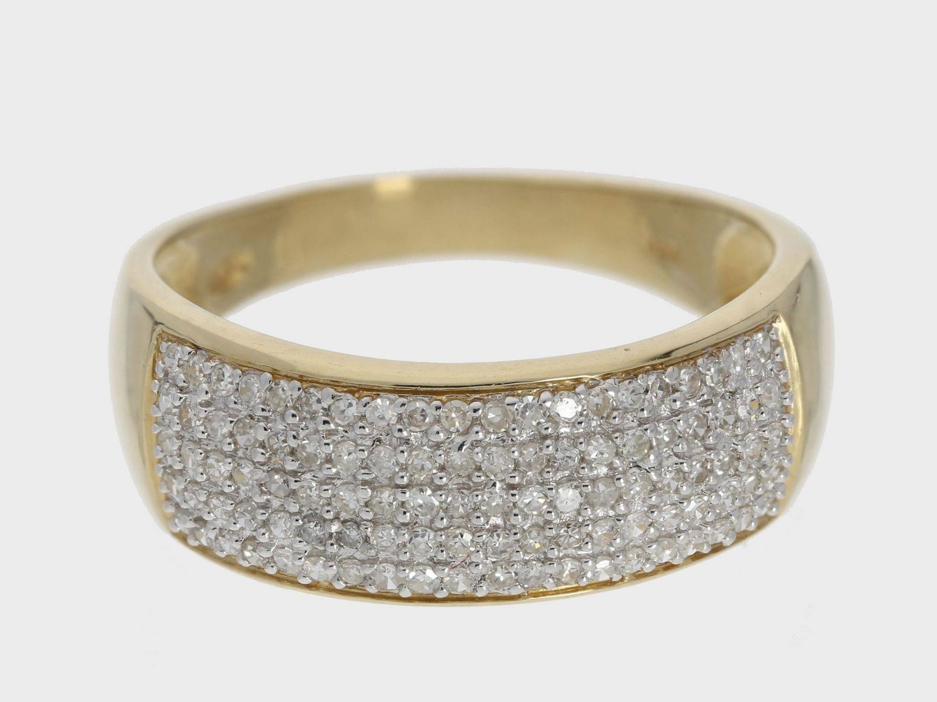 Ring: schöner und hochwertiger Gelbgoldring mit Diamantbesatz, ca. 0,5ct, 14K Gold<