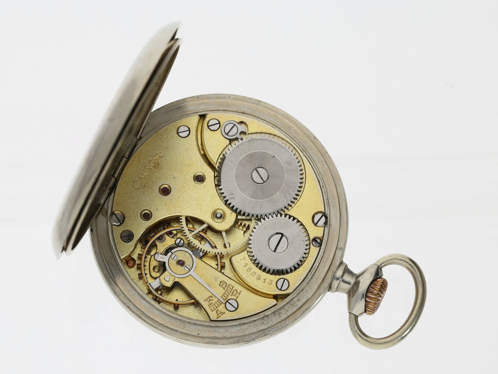 Taschenuhr: sehr seltene Omega Taschenuhr mit 24-h-Zifferblatt und Tag/Nachtanzeige, ca. 1930Ca. - Bild 2 aus 2