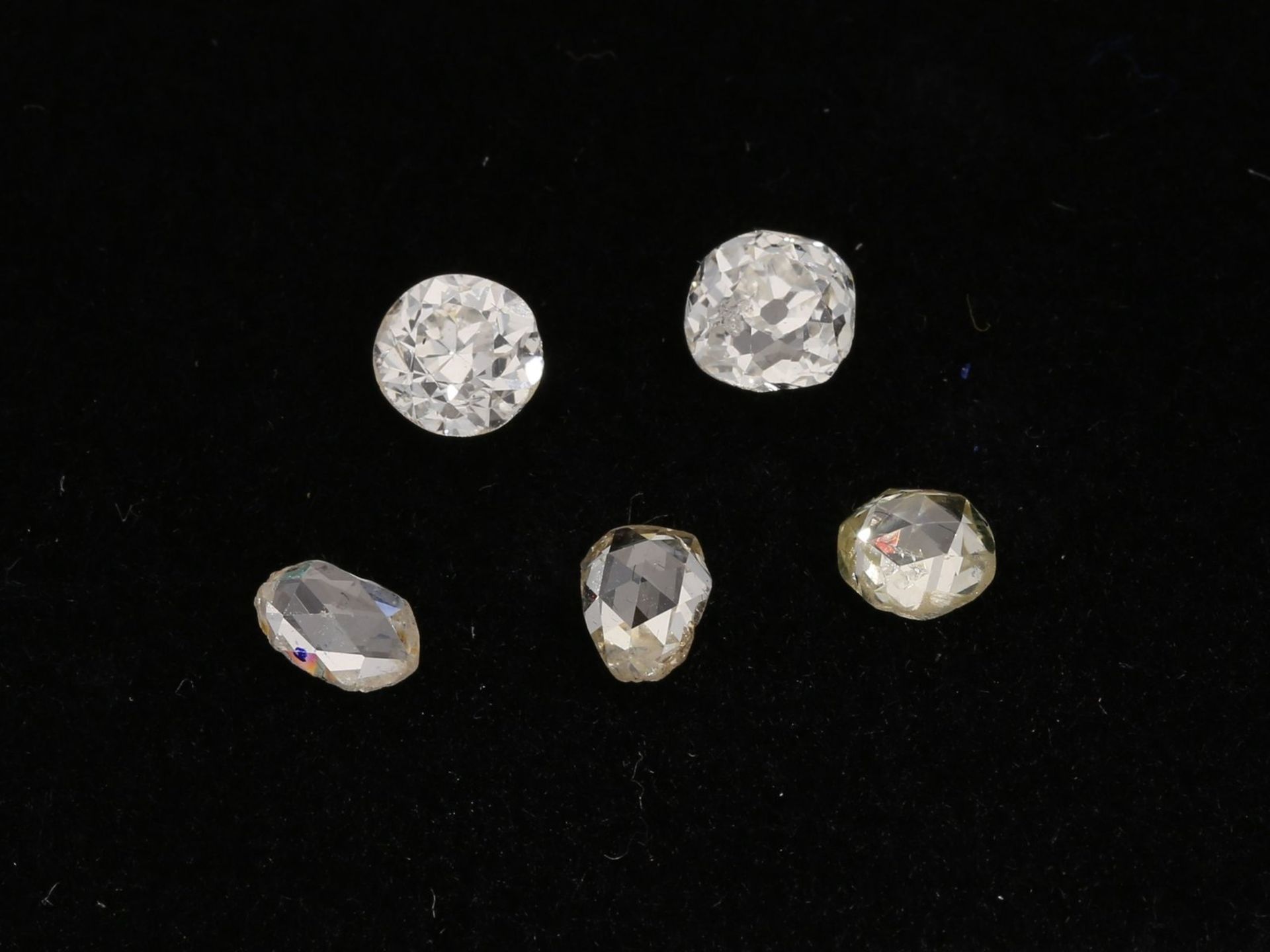 Diamant: 5 Diamanten im Alt- und Rosenschliff, ca. 1,79ct