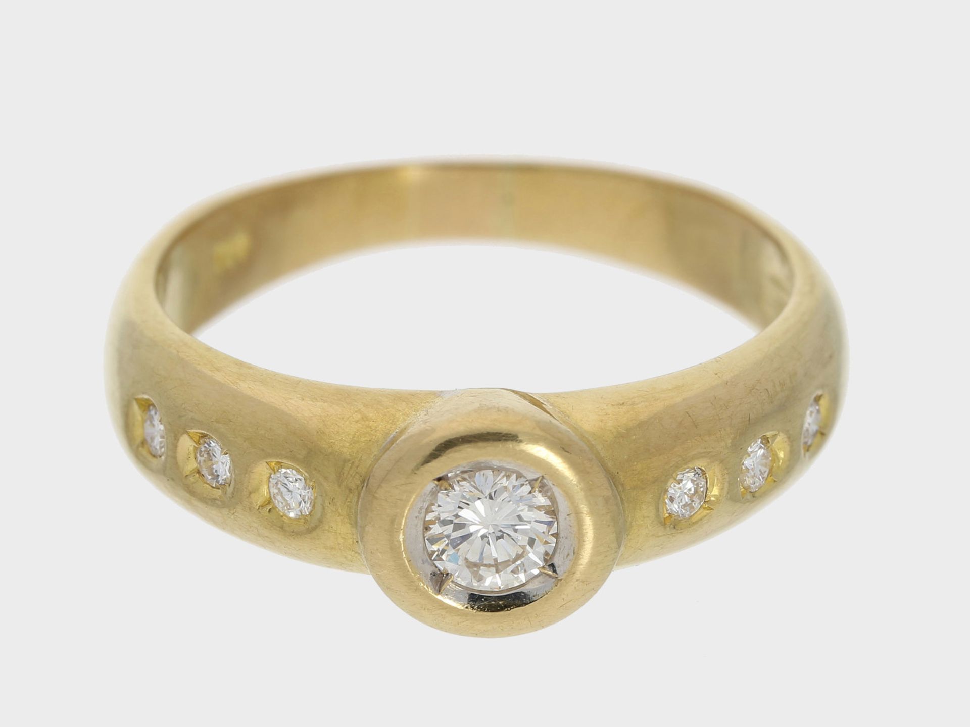 Ring: goldener Brillant-Goldschmiedering, 18K Gelbgold