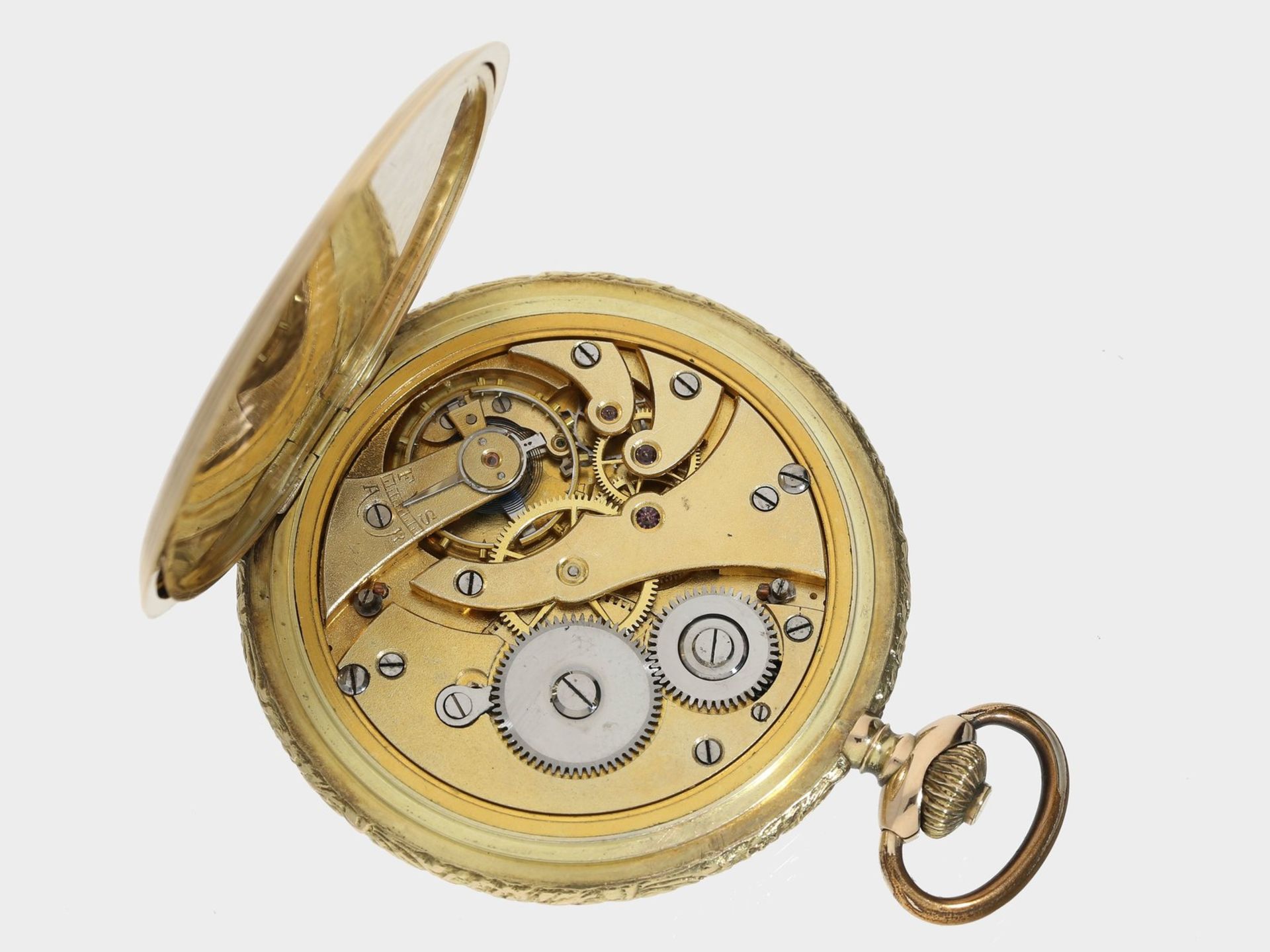 Taschenuhr: flache Jugendstil Savonnette der Marke "Levrette", ca. 1915 - Bild 3 aus 3