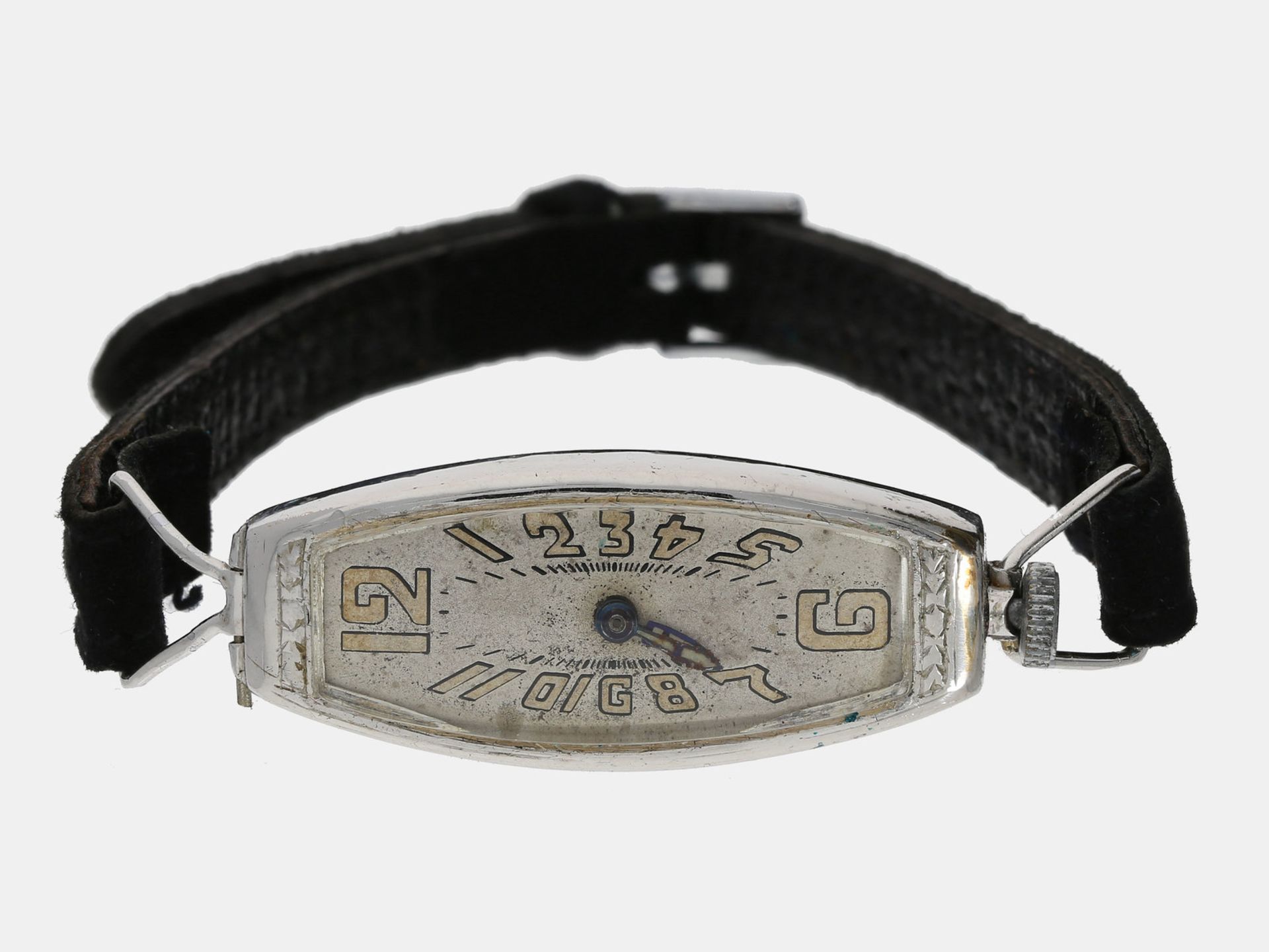 Armbanduhr: extrem rare, frühe Art déco Damenuhr, um 1920, im Stil der berühmten "Polyplan"<