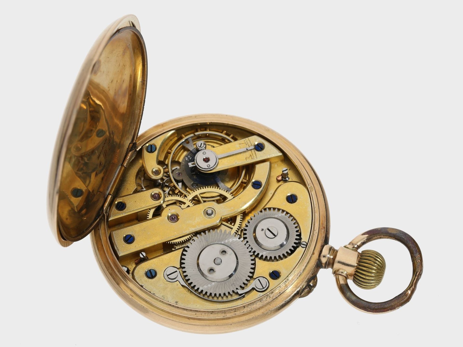 Taschenuhr: rotgoldene Taschenuhr, um 1885, Ankerchronometer - Bild 4 aus 4