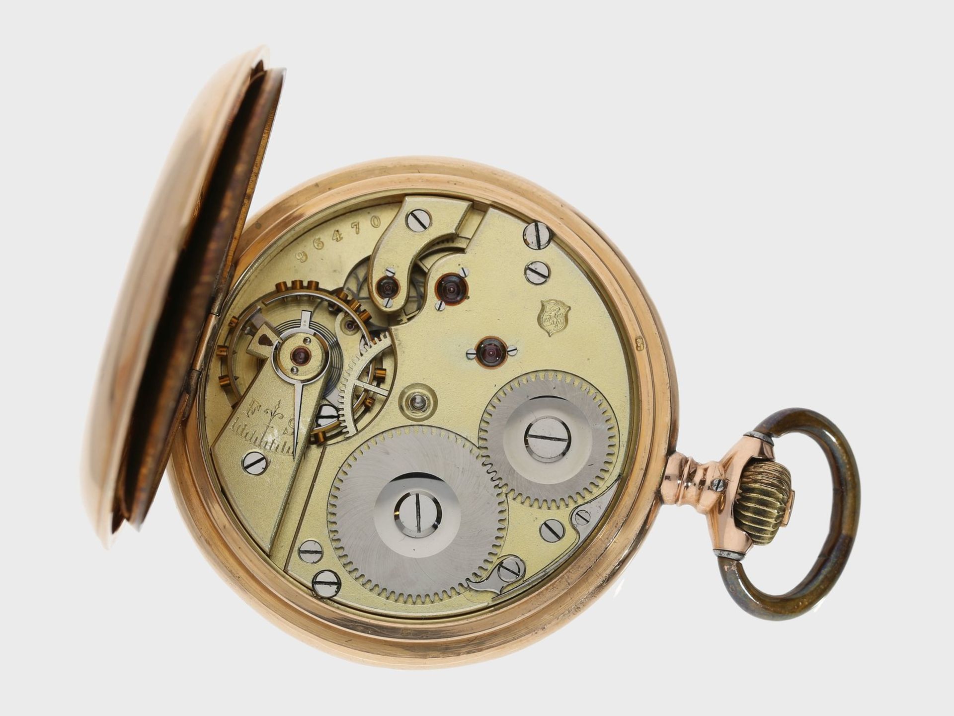 Taschenuhr: frühe IWC Goldsavonnette No.96470, ca.1892< - Image 4 of 4