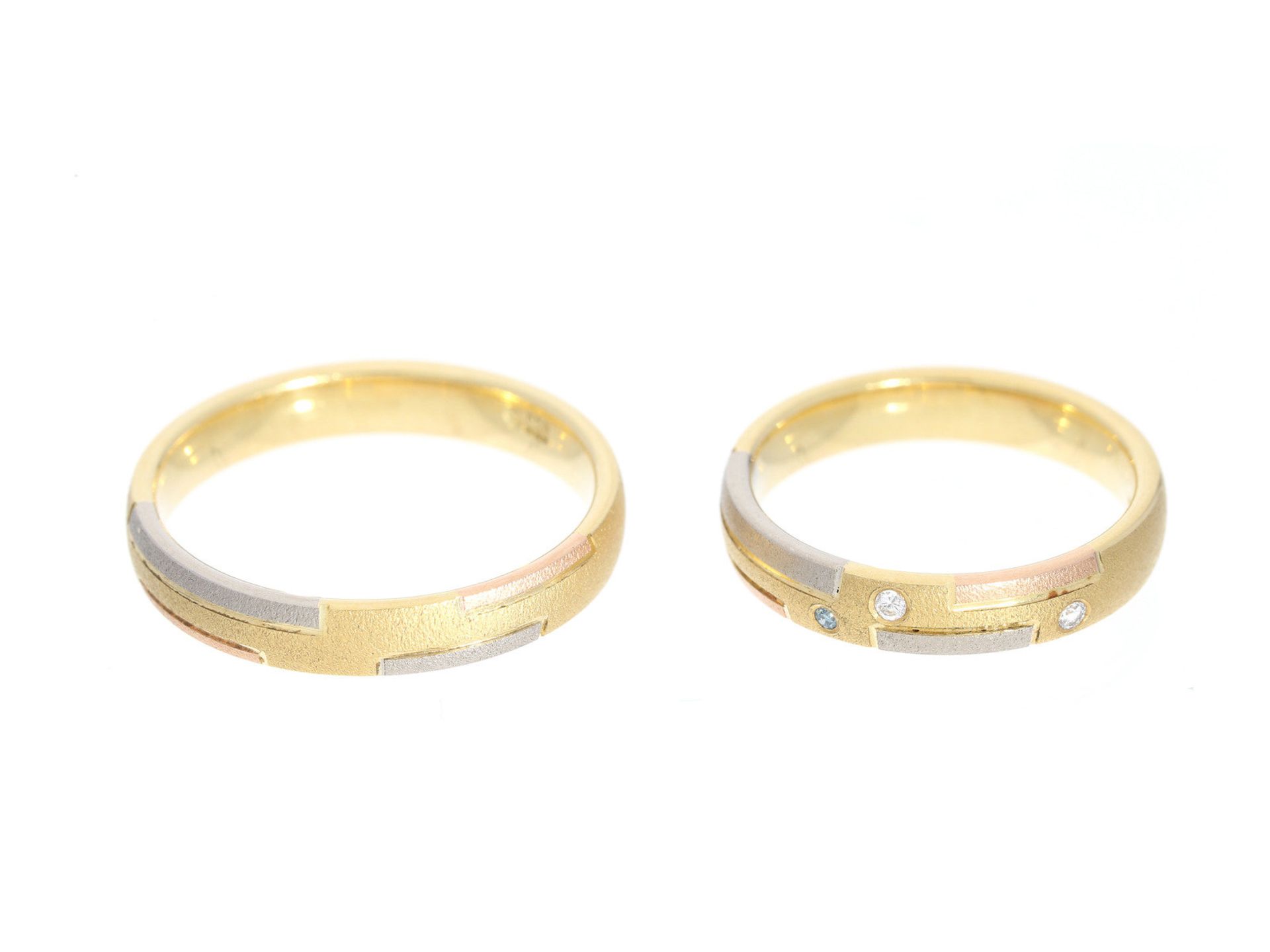 Ring: neuwertige Tricolor-Trauringe, 14K Gold