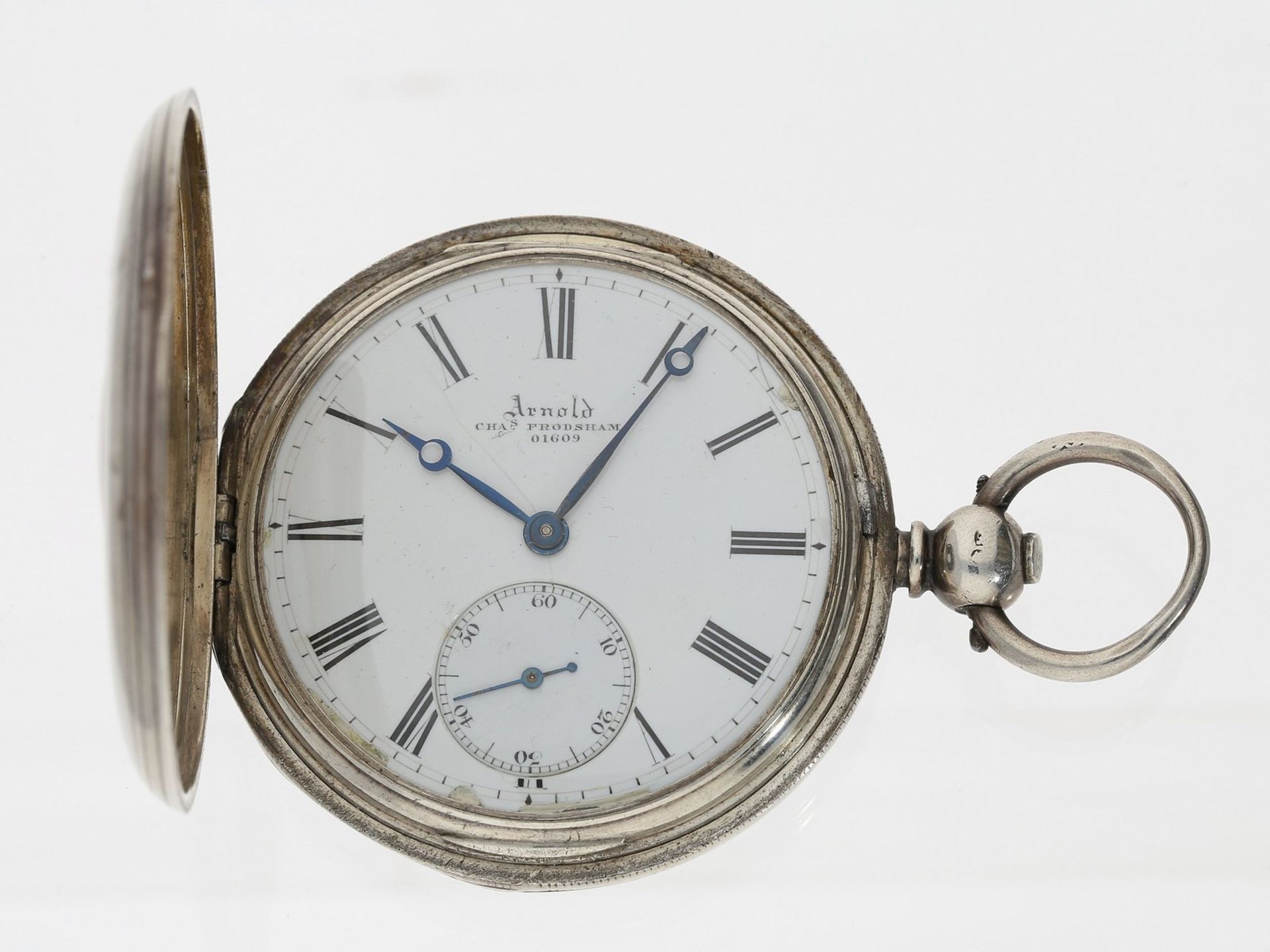 Taschenuhr: interessante englische Halbsavonnette von Arnold & Frodsham, Hallmarks London 1860Ca.