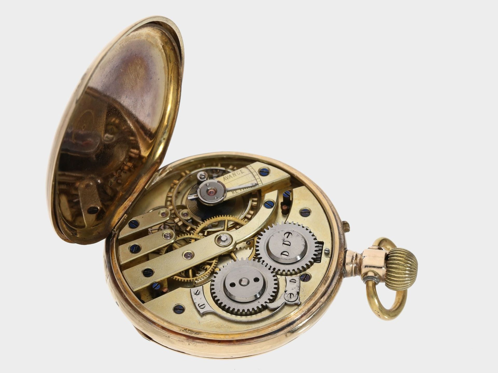 Taschenuhr: frühe, goldene Taschenuhr, um 1875, Ankerchronometer< - Image 4 of 4