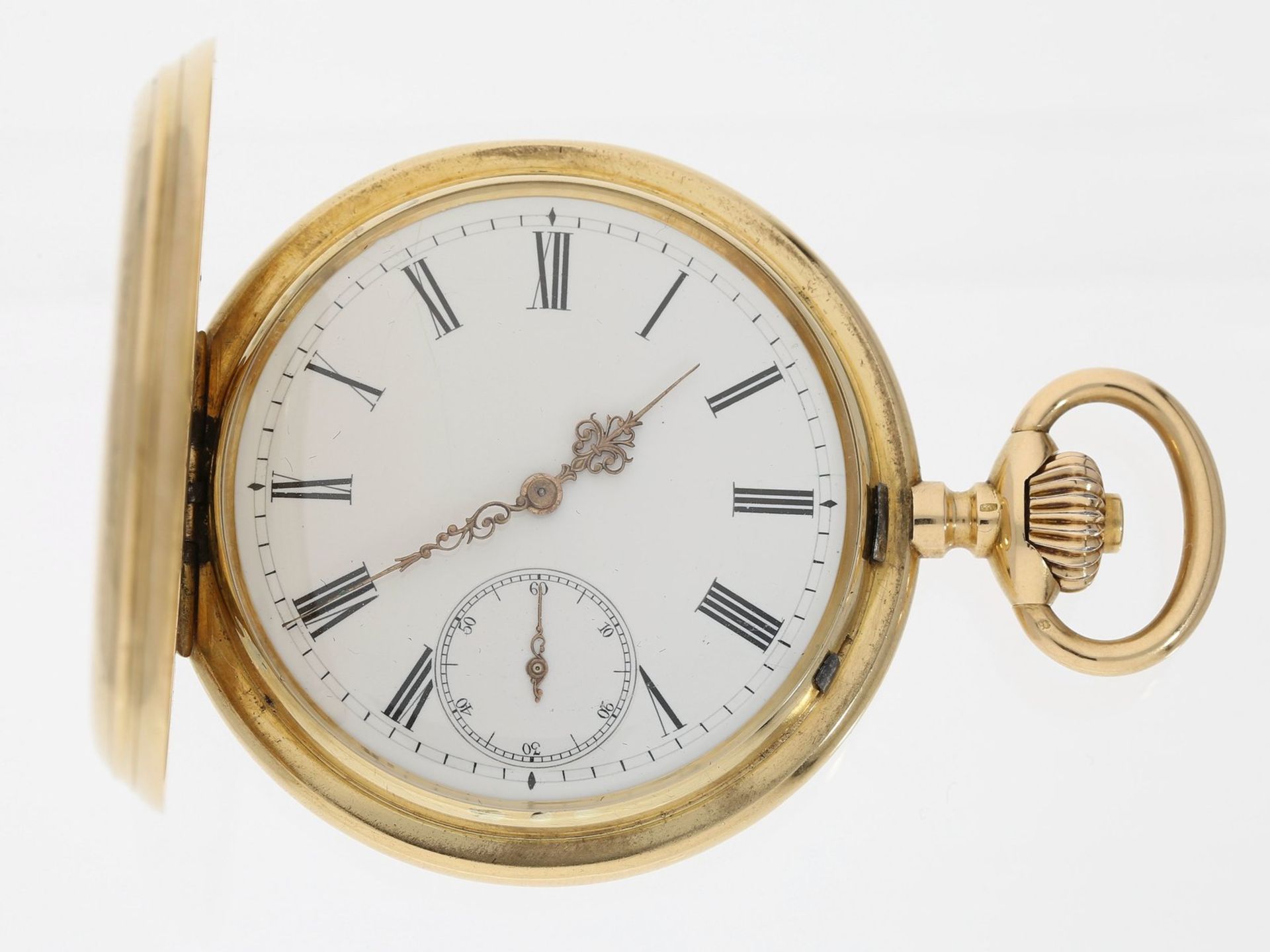 Taschenuhr: frühe 18K Goldsavonnette, feines Ankerchronometer, ca. 1885<