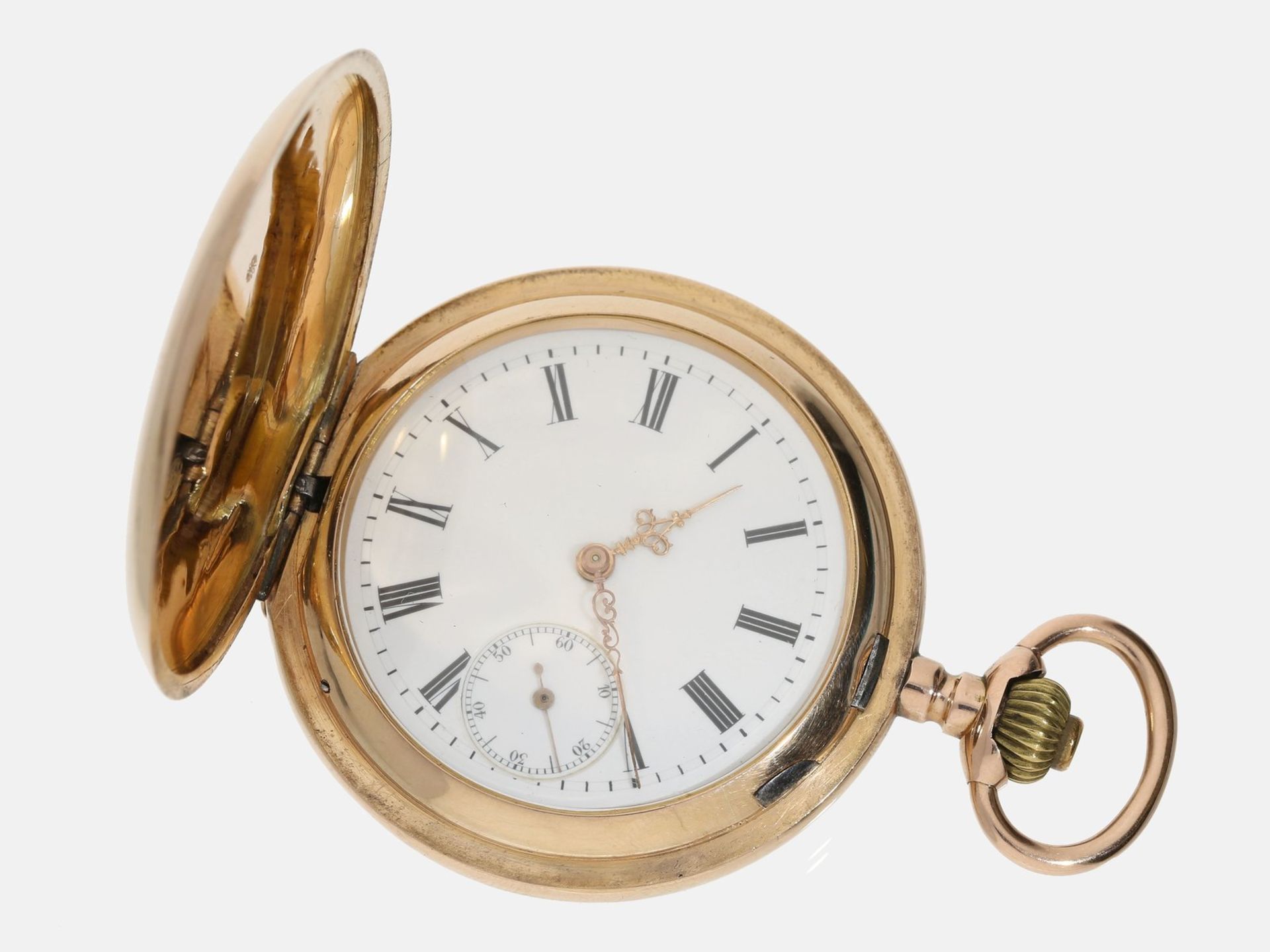 Taschenuhr: rotgoldene Savonnette, Schweiz 1903