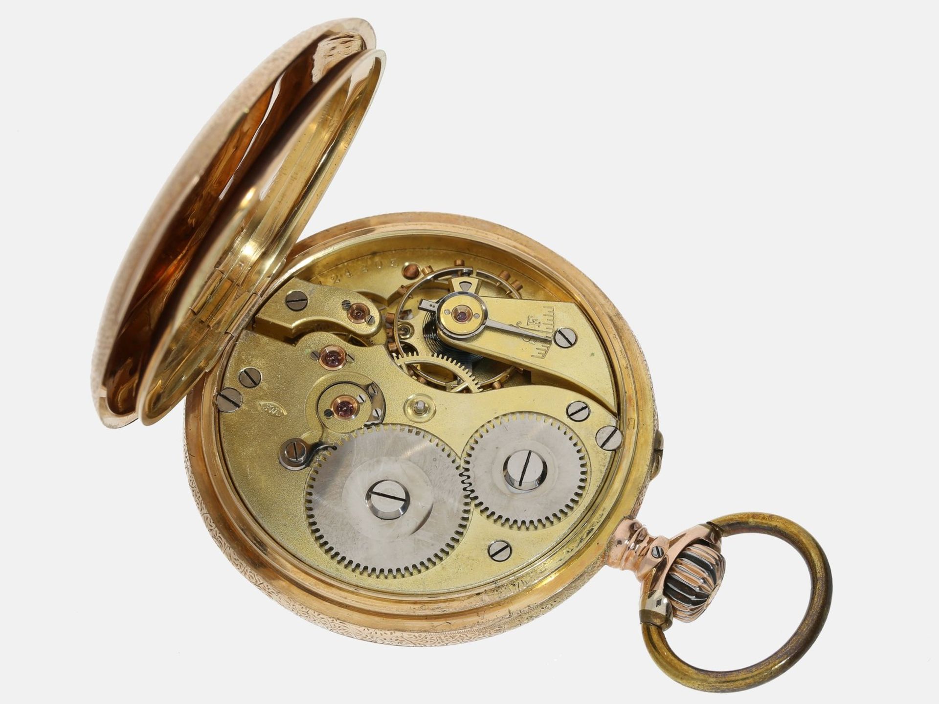 Taschenuhr: seltene, frühe IWC Taschenuhr mit Renaissancegehäuse, No. 124205, Schaffhausen 1894Ca. - Bild 3 aus 3