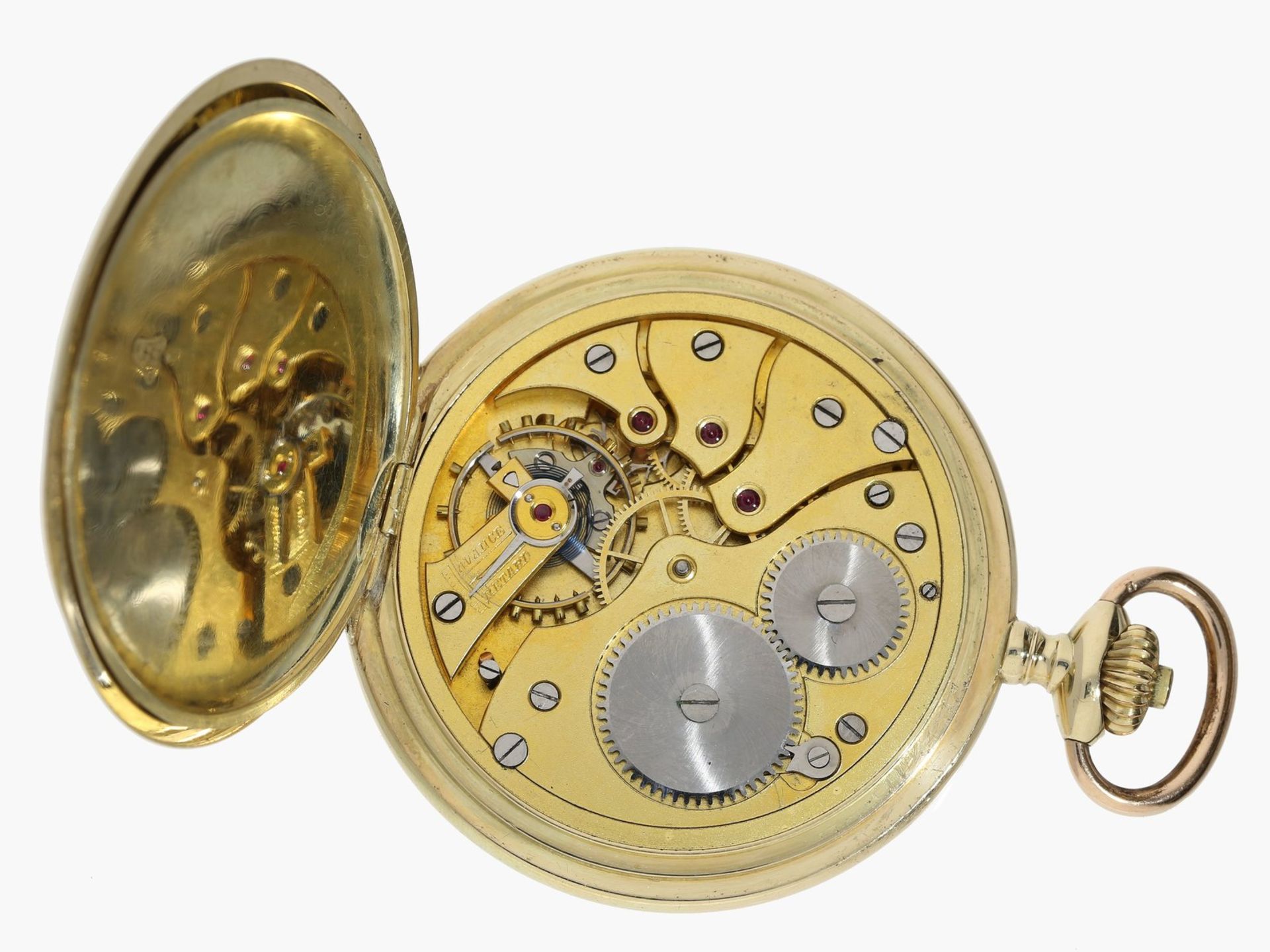 Taschenuhr: goldene Savonnette, Schweiz ca. 1910 - Bild 3 aus 3