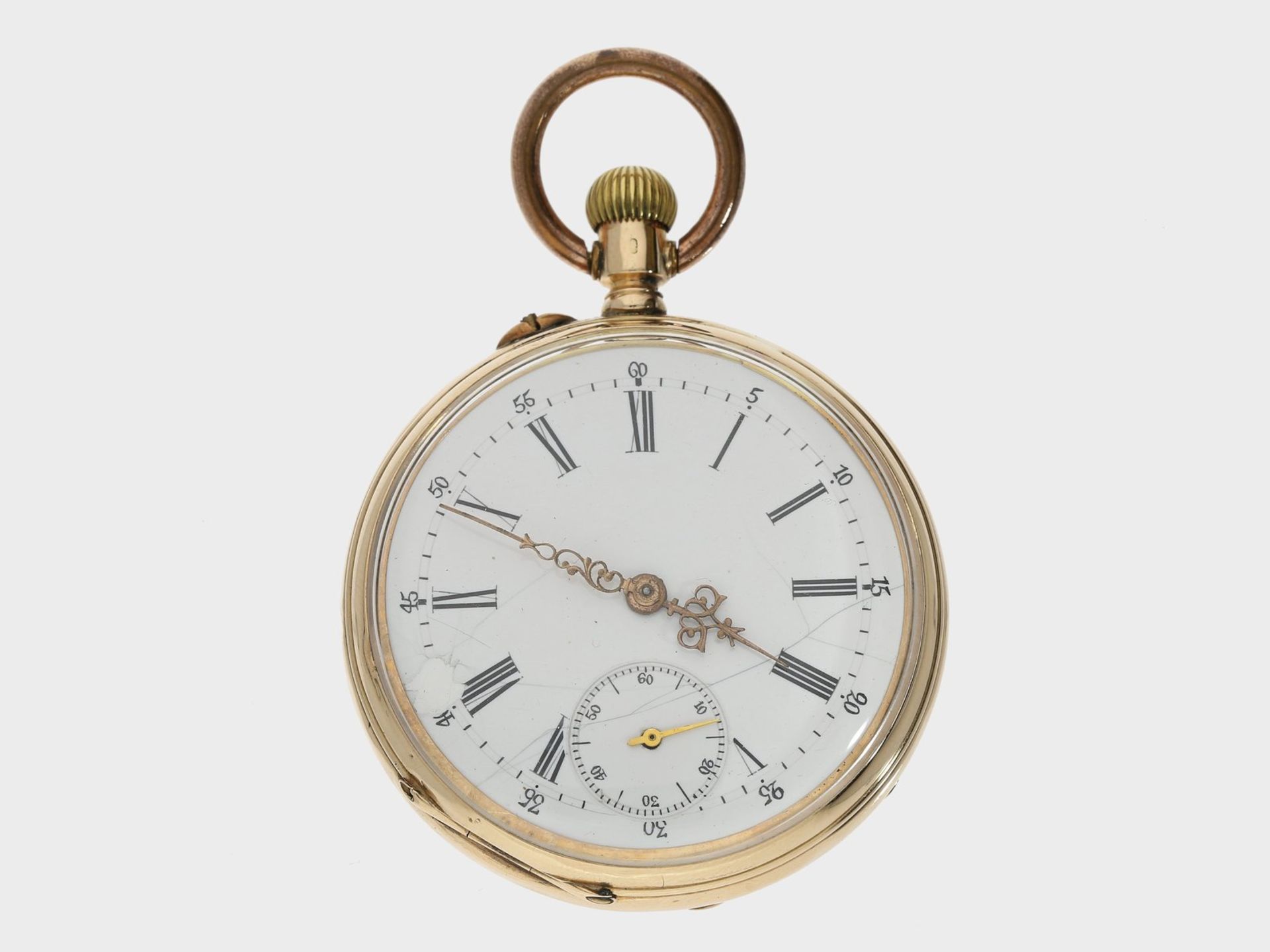 Taschenuhr: rotgoldene Taschenuhr, um 1880, prächtige Gehäusegravur, Genf, vermutlich für den