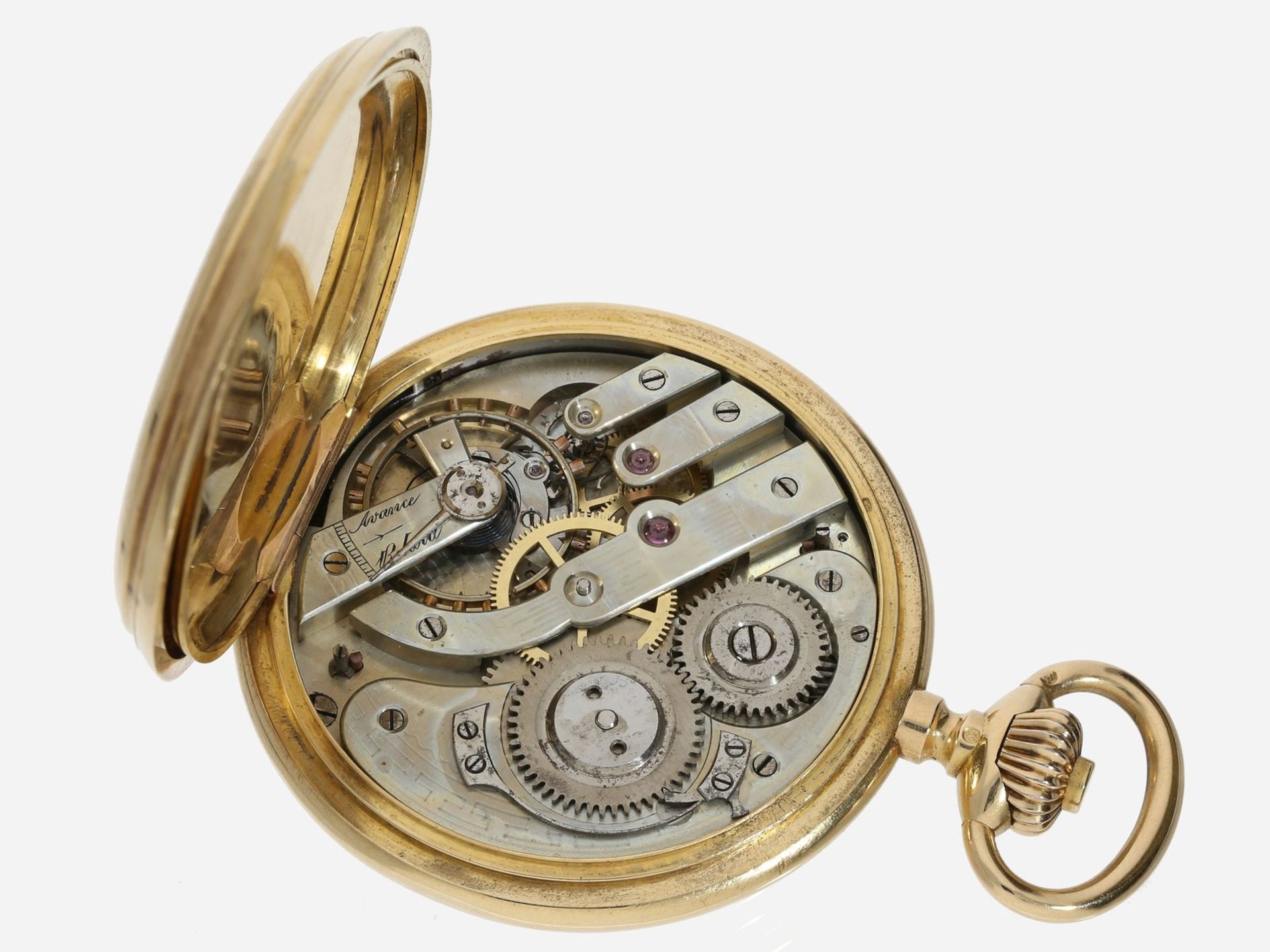 Taschenuhr: frühe 18K Goldsavonnette, feines Ankerchronometer, ca. 1885< - Bild 4 aus 4