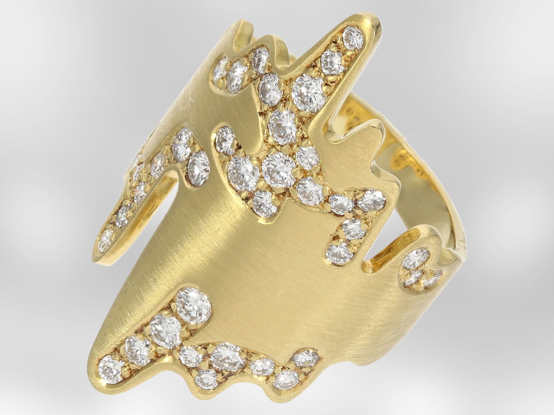 Ring: fantasievoller Designerring mit Brillanten, ca. 1,25ct, 18K Gelbgold, Unikat Hofjuwelier - Image 2 of 3