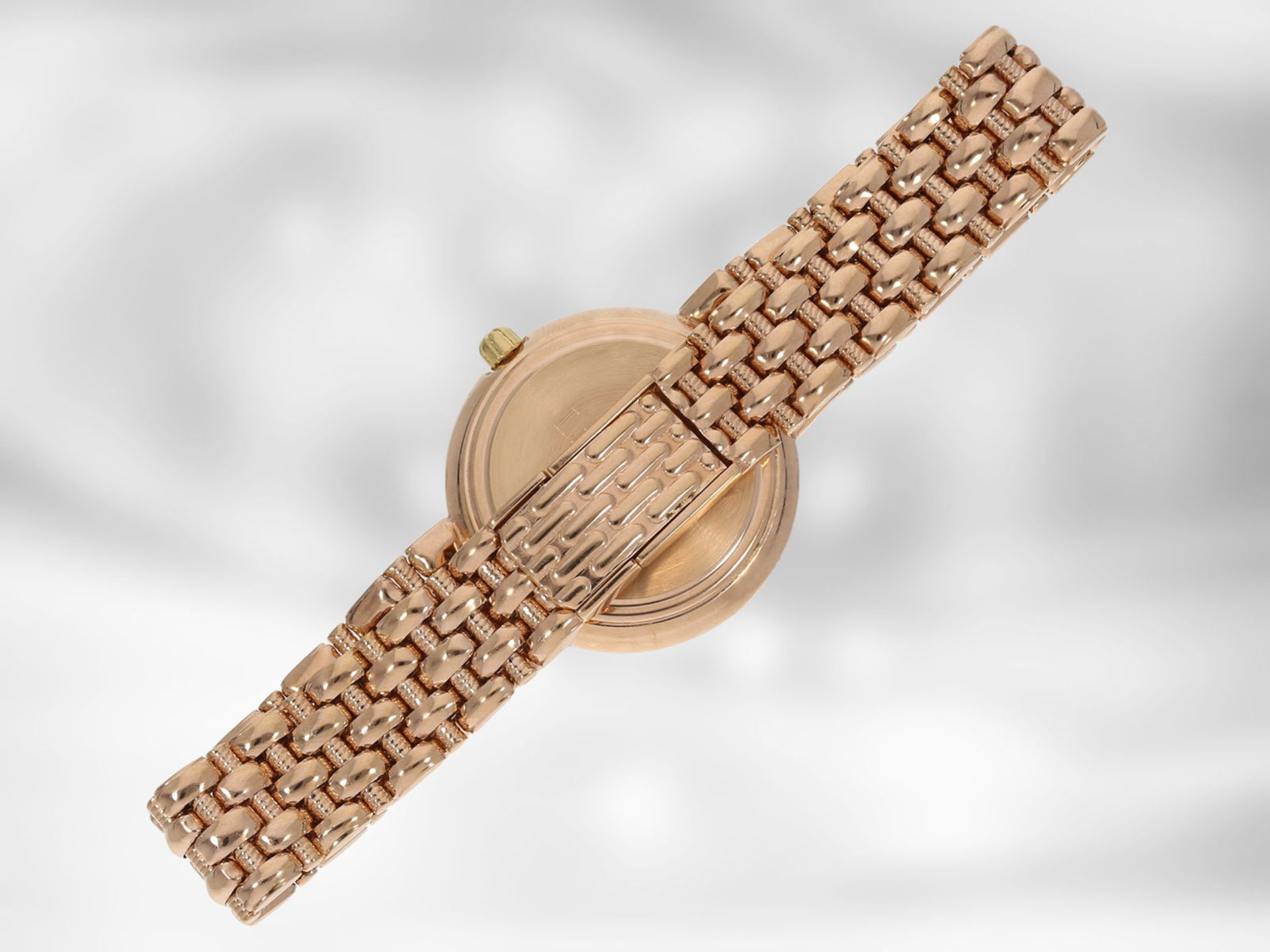 Armbanduhr: hochwertige rotgoldene Schmuckuhr mit Brillantbesatz, insgesamt ca. 0,24ct, 14K - Image 3 of 4