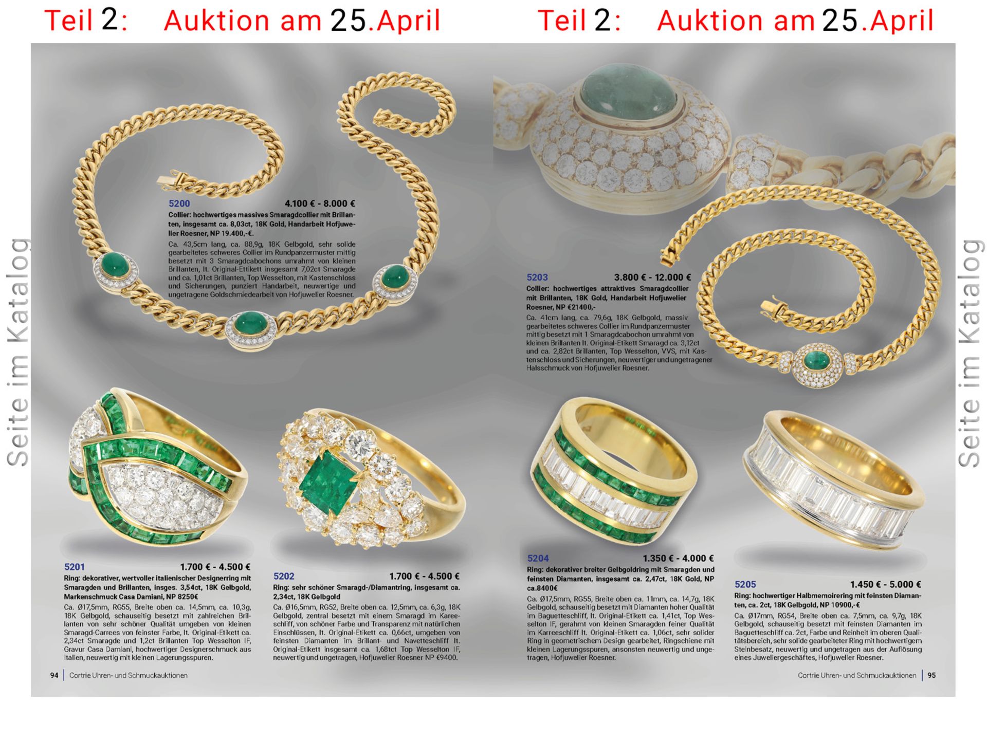 Ring: dekorativer, wertvoller italienischer Designerring mit Smaragden und Brillanten, insges. 3, - Image 3 of 3