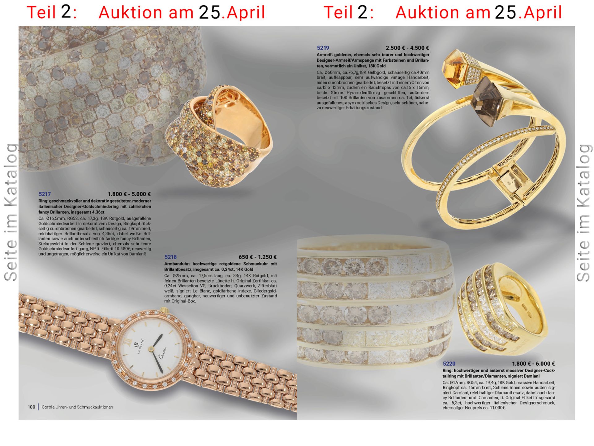 Armreif: goldener, ehemals sehr teurer und hochwertiger Designer-Armreif/Armspange mit Farbsteinen - Bild 6 aus 6