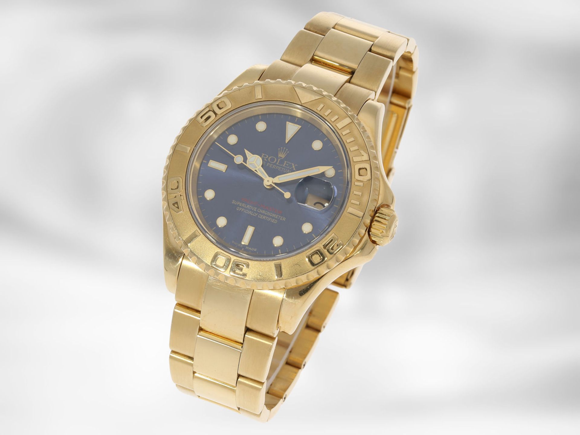 Armbanduhr: luxuriöse Rolex Herrenuhr, Yachtmaster Ref.16628 in Vollgold, Originalpapiere, - Bild 3 aus 7