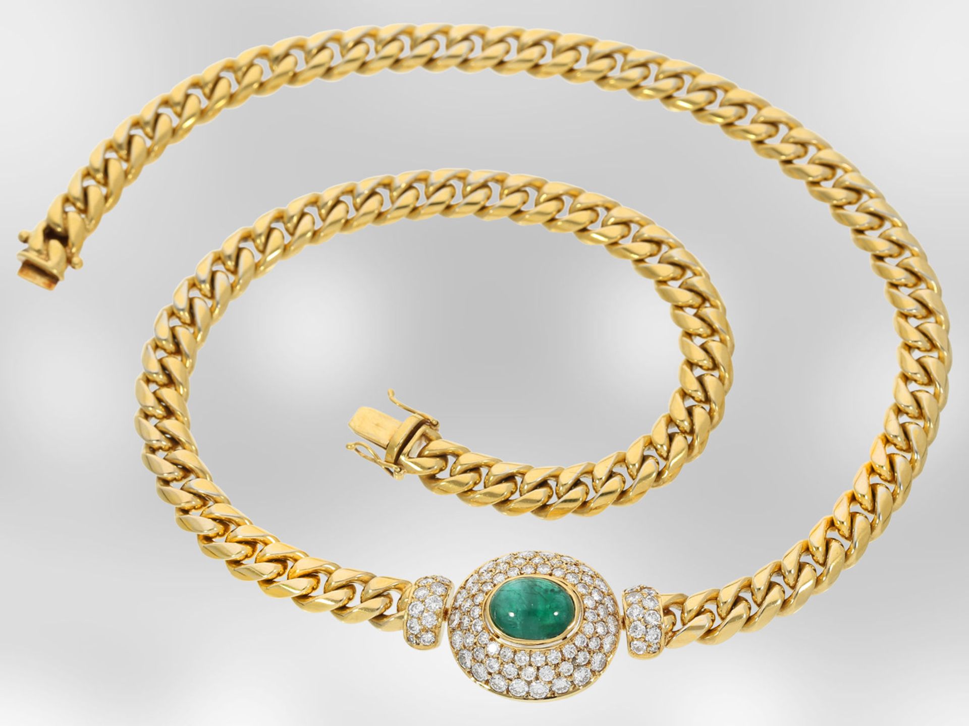 Collier: hochwertiges attraktives Smaragdcollier mit Brillanten, 18K Gold, Handarbeit Hofjuwelier - Image 2 of 4