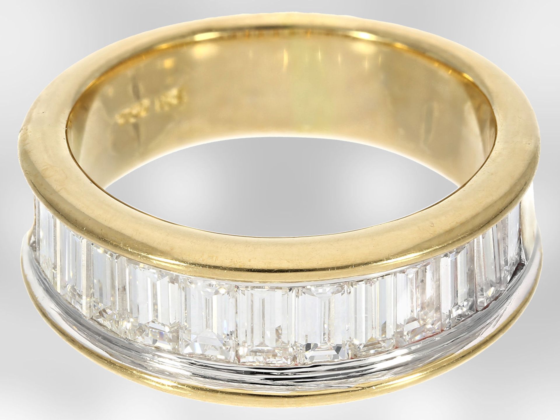 Ring: hochwertiger Halbmemoirering mit feinsten Diamanten, ca. 2ct, 18K Gelbgold, NP €10900,-Ca. - Image 2 of 3