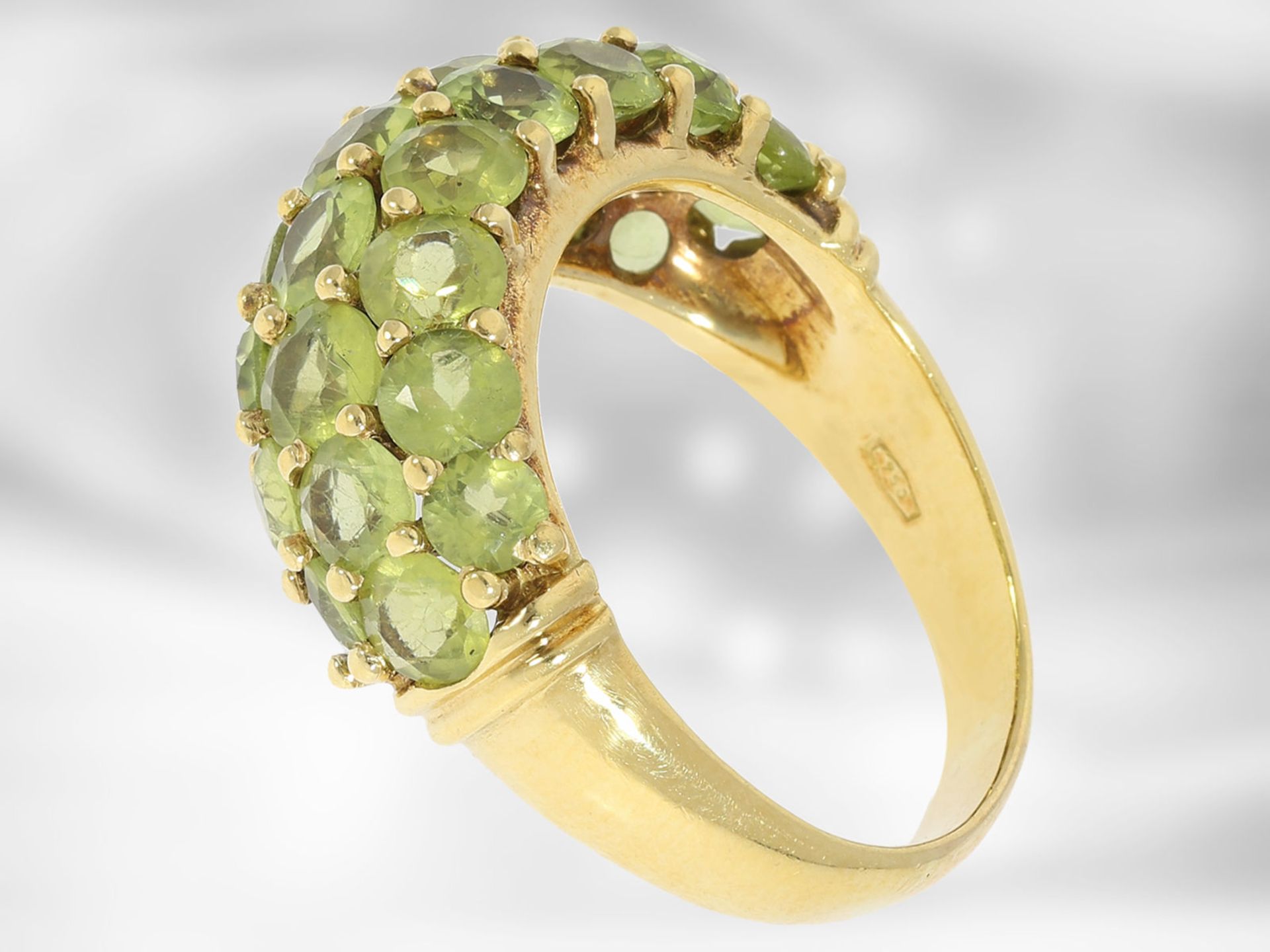 Kette/Collier/Armreif/Ring: sehr dekoratives vintage Peridot-Schmuckset, 18K und 14K Gold - Bild 6 aus 7