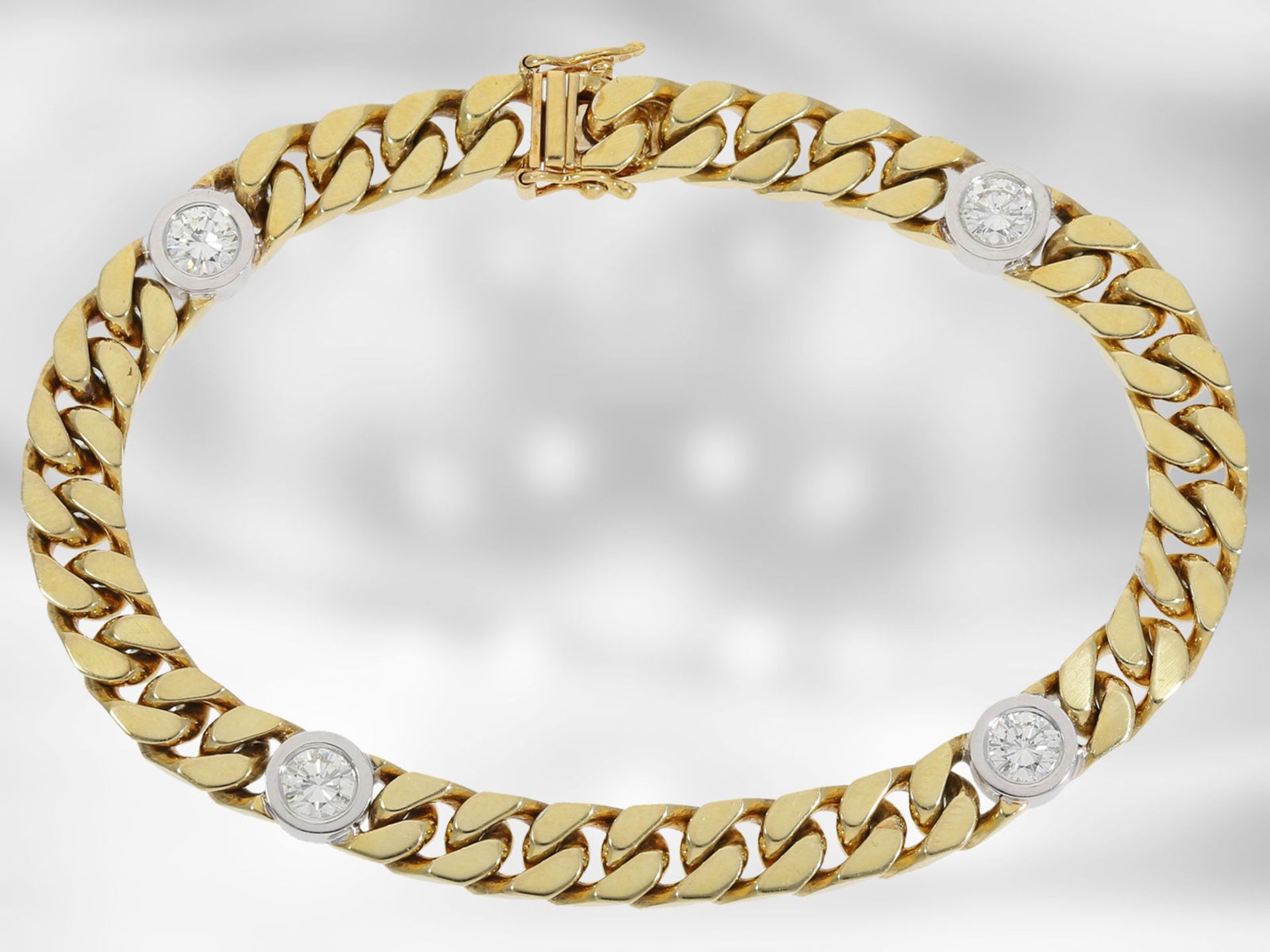 Armband: ungetragenes Brillant/Goldschmiedearmband aus 14K Gold, signiert Handarbeit, Hofjuwelier - Bild 2 aus 3