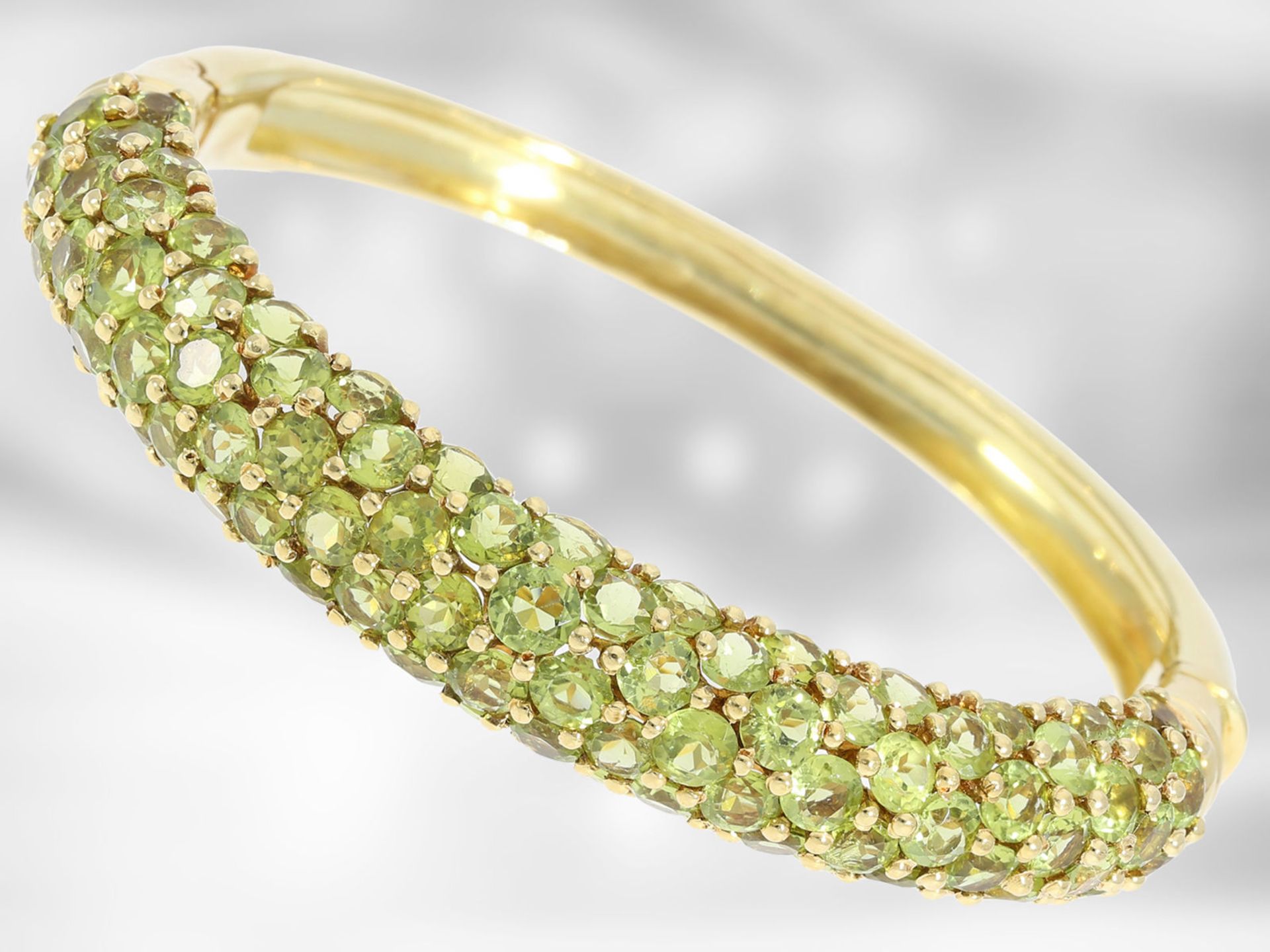 Kette/Collier/Armreif/Ring: sehr dekoratives vintage Peridot-Schmuckset, 18K und 14K Gold - Bild 4 aus 7