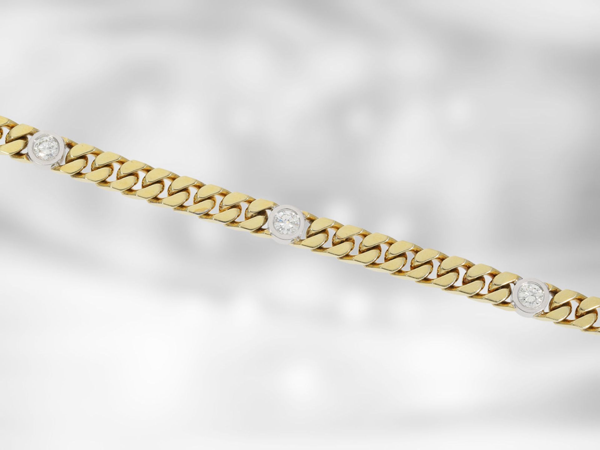 Armband: ungetragenes Brillant/Goldschmiedearmband aus 14K Gold, signiert Handarbeit, Hofjuwelier