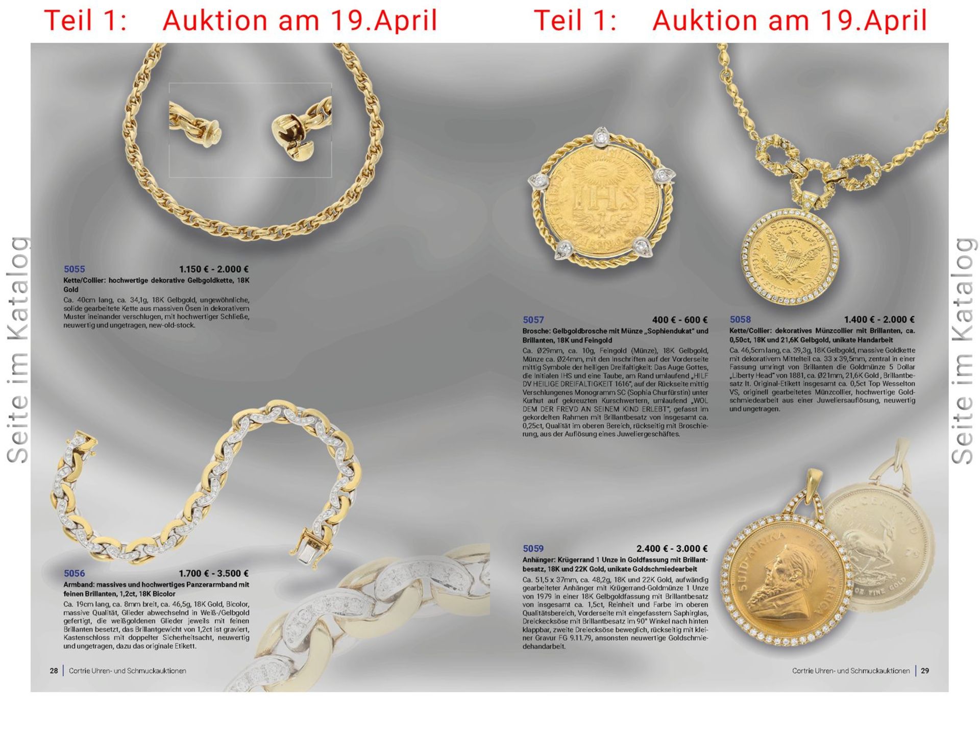 Brosche: Gelbgoldbrosche mit Münze "Sophiendukat" und Brillanten, 18K und Feingold - Bild 3 aus 3