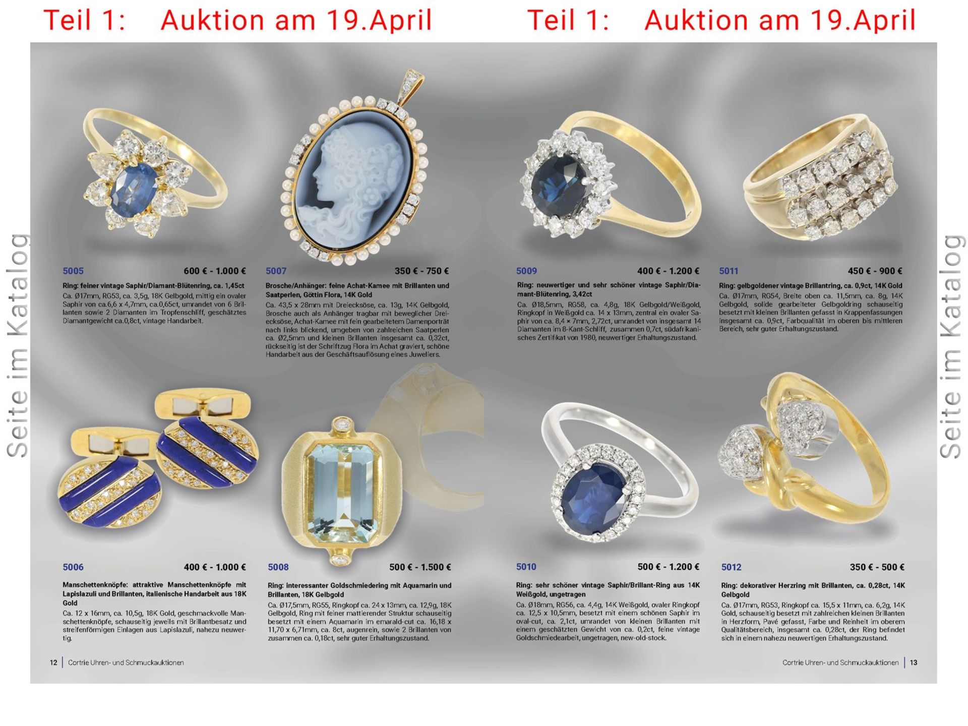 Ring: interessanter Goldschmiedering mit Aquamarin und Brillanten, 18K Gelbgold - Image 5 of 5