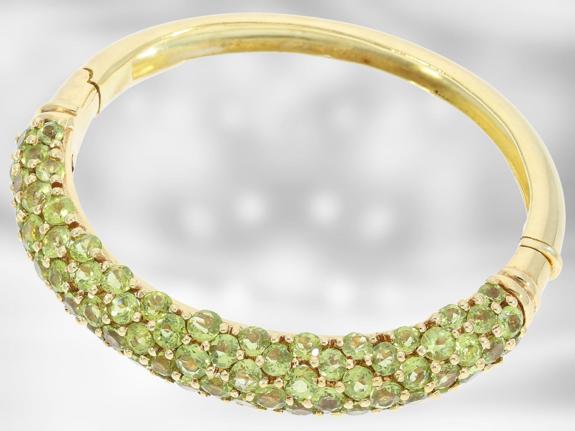 Kette/Collier/Armreif/Ring: sehr dekoratives vintage Peridot-Schmuckset, 18K und 14K Gold - Bild 3 aus 7