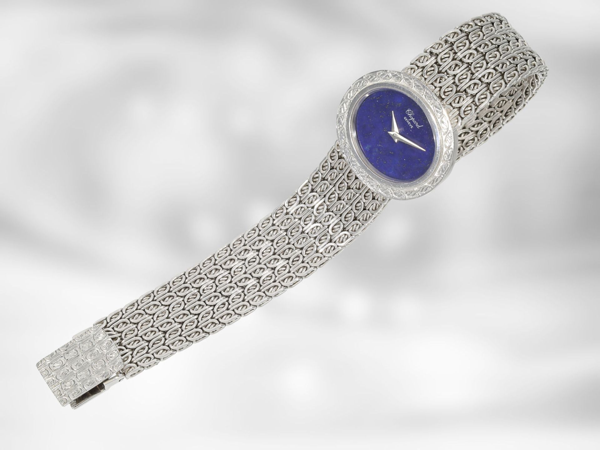Armbanduhr: seltene Chopard Designeruhr mit Lapislazuli-Zifferblatt, Ref. 5036-1, Rarität aus den