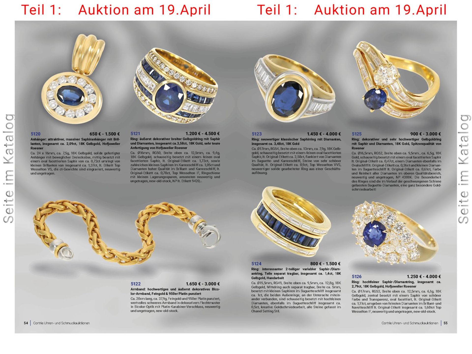 Ring: dekorativer und sehr hochwertiger Gelbgoldring mit Saphir und Diamanten, 18K Gold, - Bild 4 aus 4