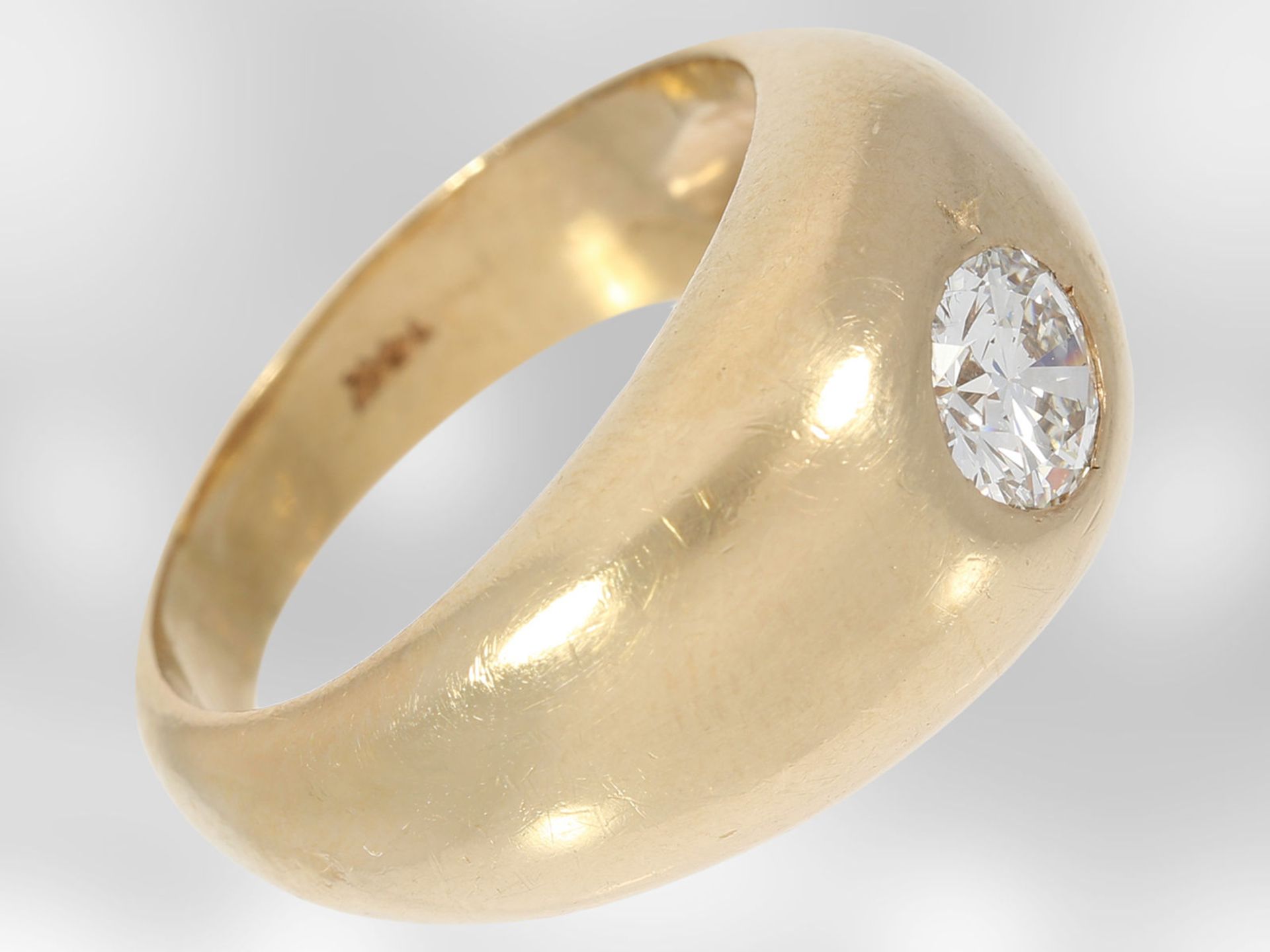 Ring: klassischer, massiver vintage Diamant-Bandring aus 14K Gold, ca. 0,8ct - Bild 2 aus 4