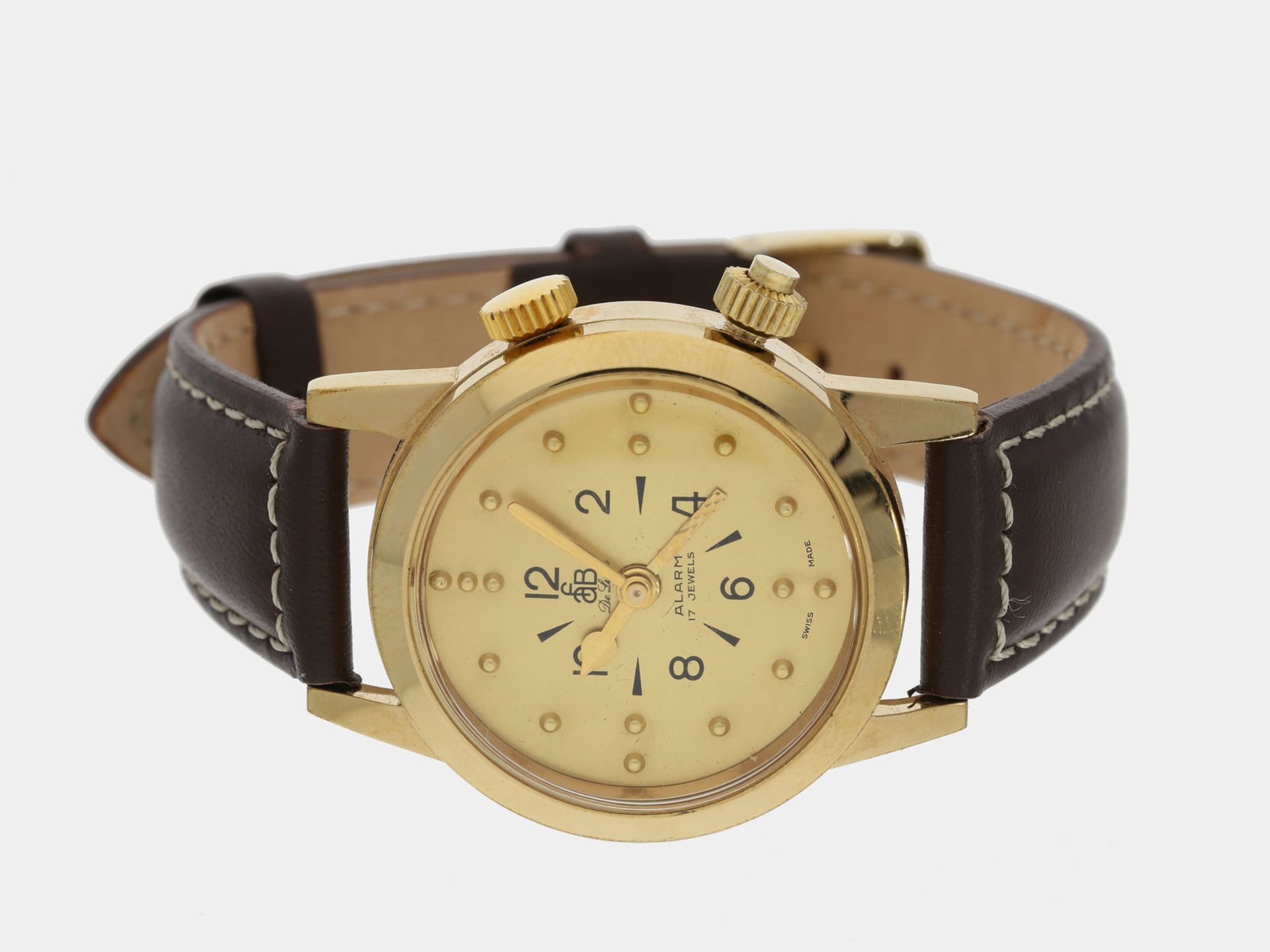 Armbanduhr: sehr seltene vintage Blinden-Uhr mit Alarmfunktion, 60er-Jahre, vermutlich new-old-