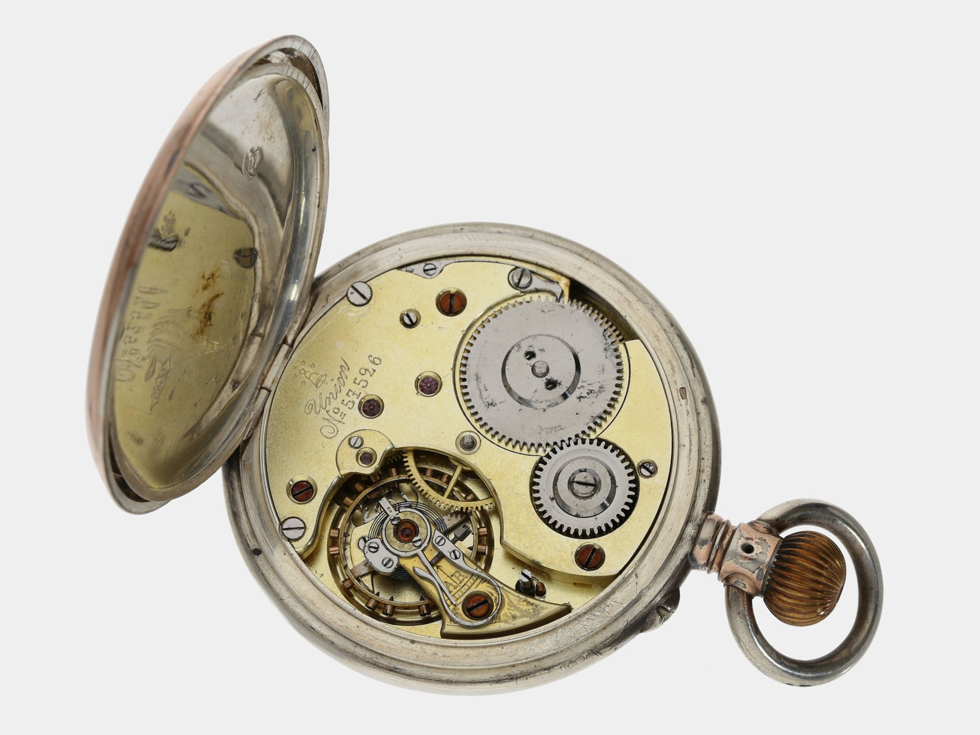 Taschenuhr: silberne Präzisionstaschenuhr, Dürrstein Dresden Union "Glocke", um 1900 - Image 3 of 3