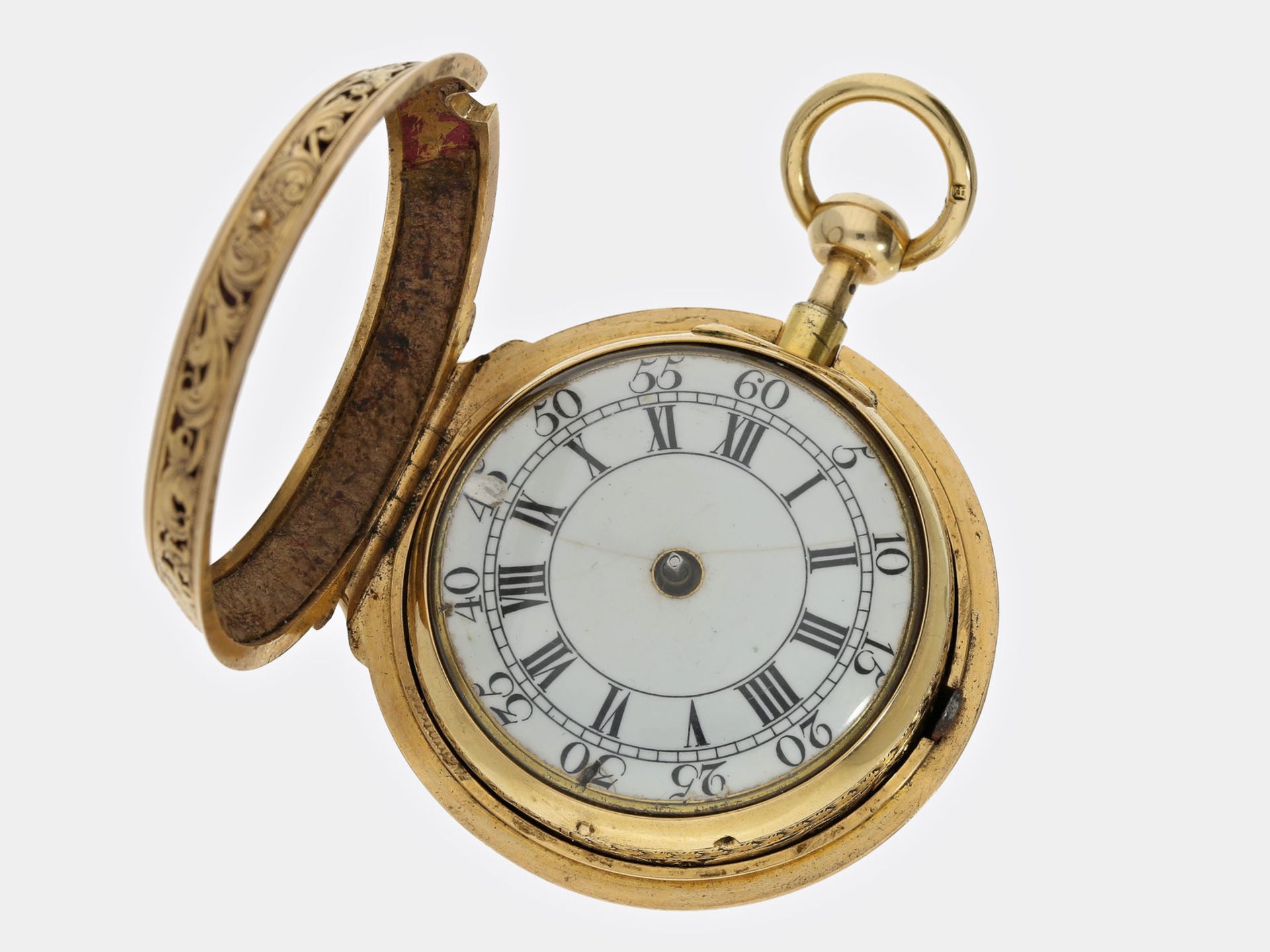 Taschenuhr: hochinteressante englische Doppelgehäuse-Taschenuhr mit Schlagwerk auf Glocke, D.