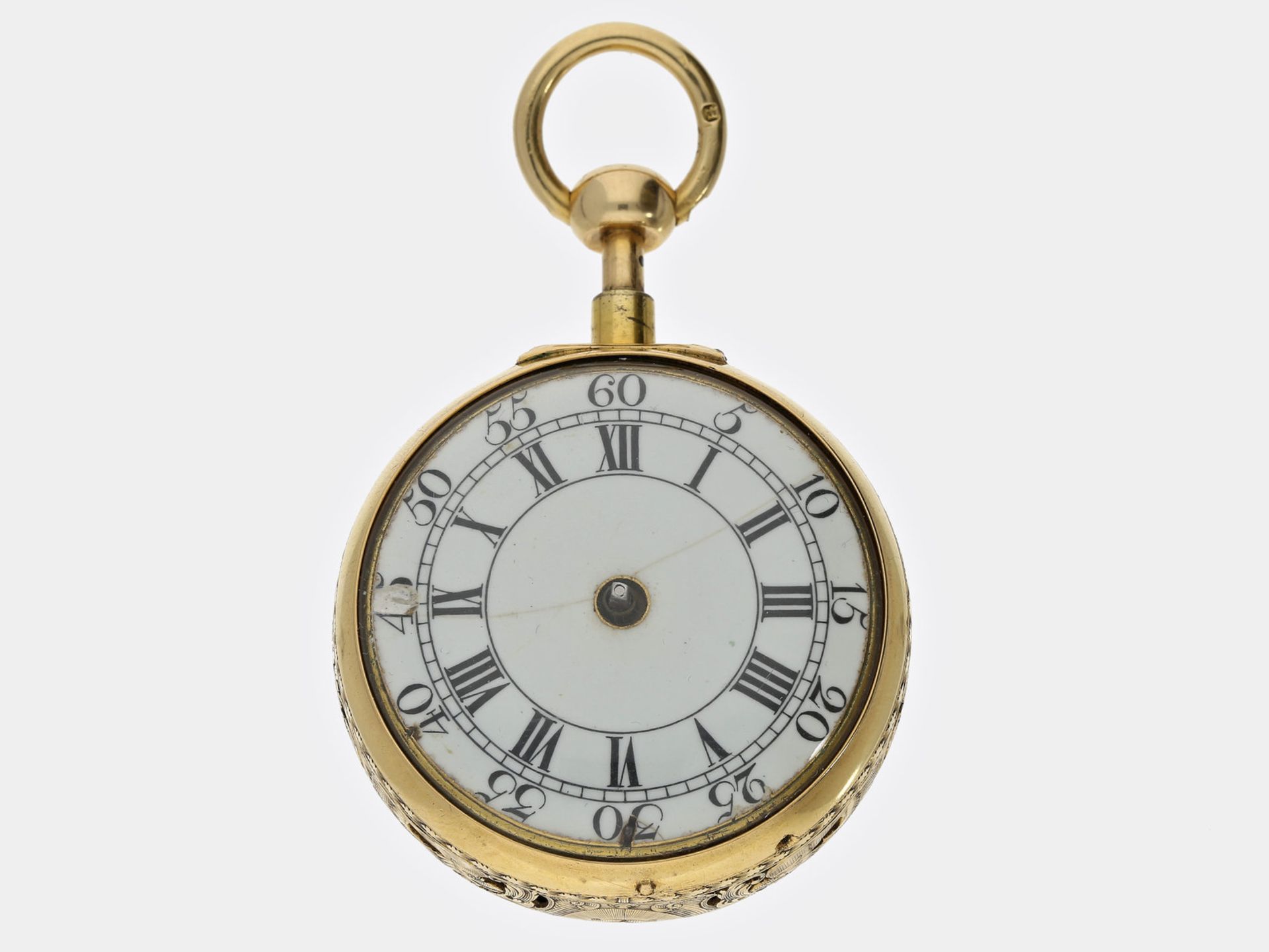 Taschenuhr: hochinteressante englische Doppelgehäuse-Taschenuhr mit Schlagwerk auf Glocke, D. - Image 4 of 8