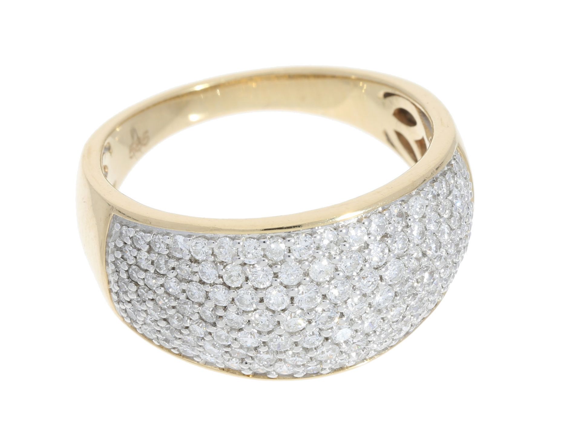 Ring: hochwertiger, sehr schöner Damen-Cocktailring mit reichhaltigem Brillantbesatz von ca. 0,