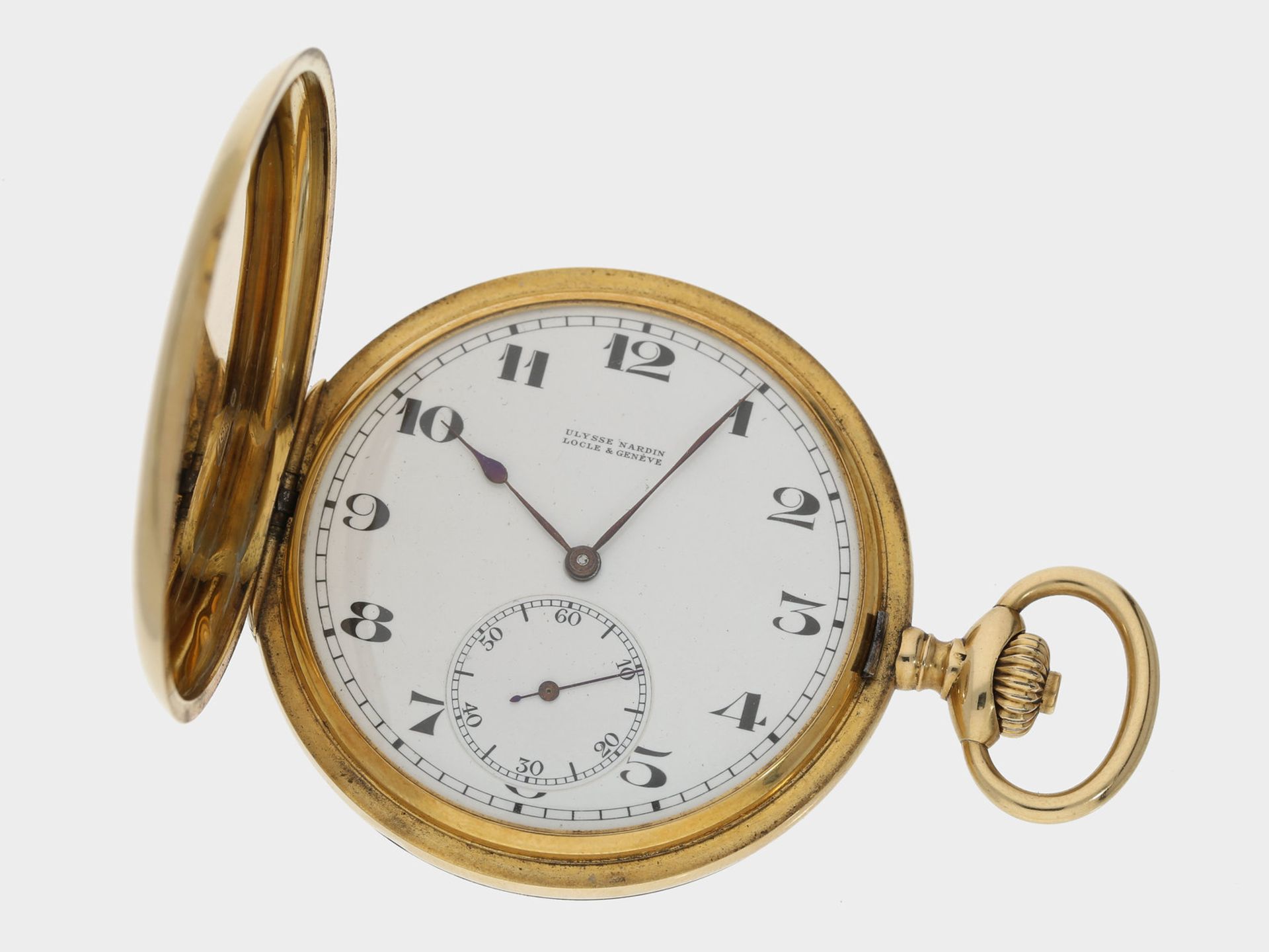 Taschenuhr: feine 18K Goldsavonnette von Ulysse Nardin, goldenes Ankerchronometer, ca. 1910