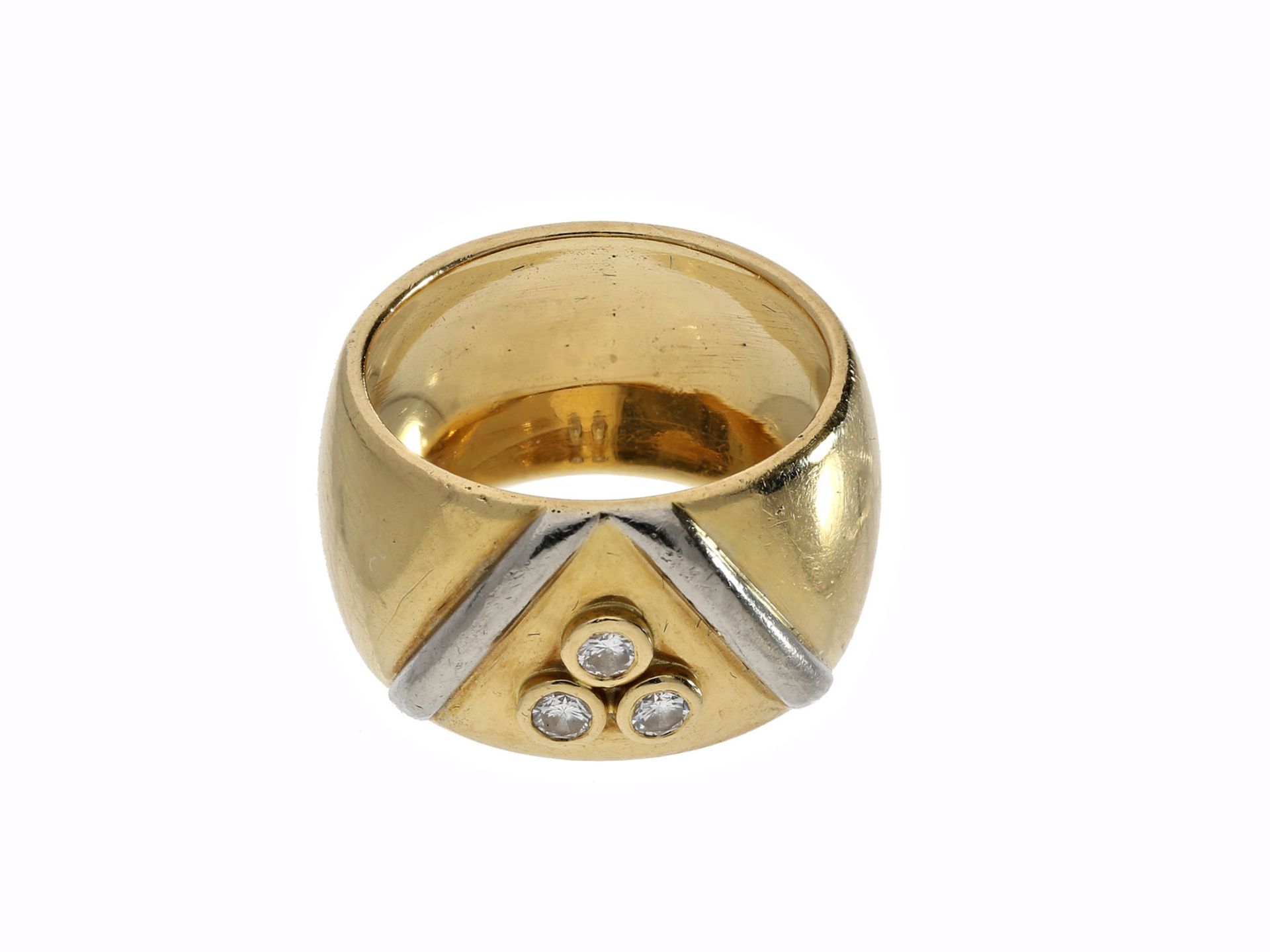 Ring: handgearbeiter Goldring mit Brillanten, ca. 0,1ct, 18K Gelbgold