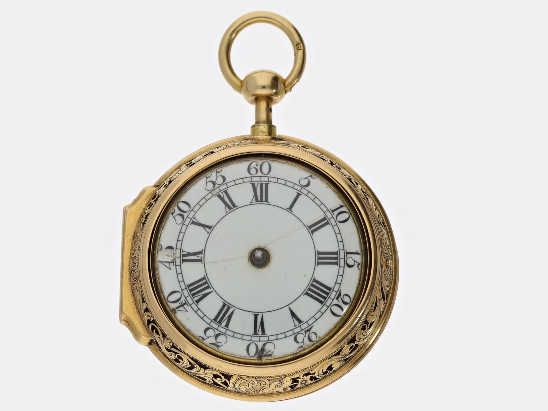 Taschenuhr: hochinteressante englische Doppelgehäuse-Taschenuhr mit Schlagwerk auf Glocke, D. - Image 2 of 8