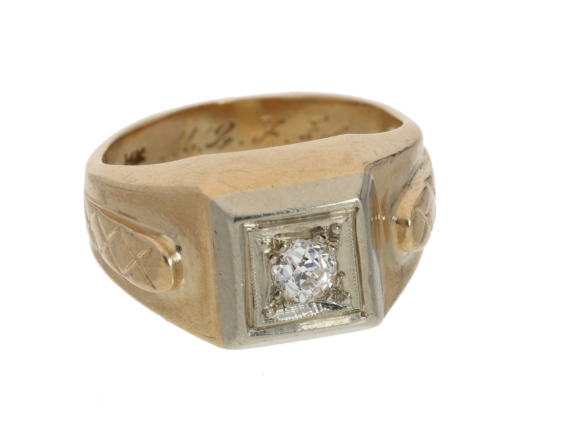 Ring: ausgefallener antiker Diamant/Goldschmiedering aus 14K Gold