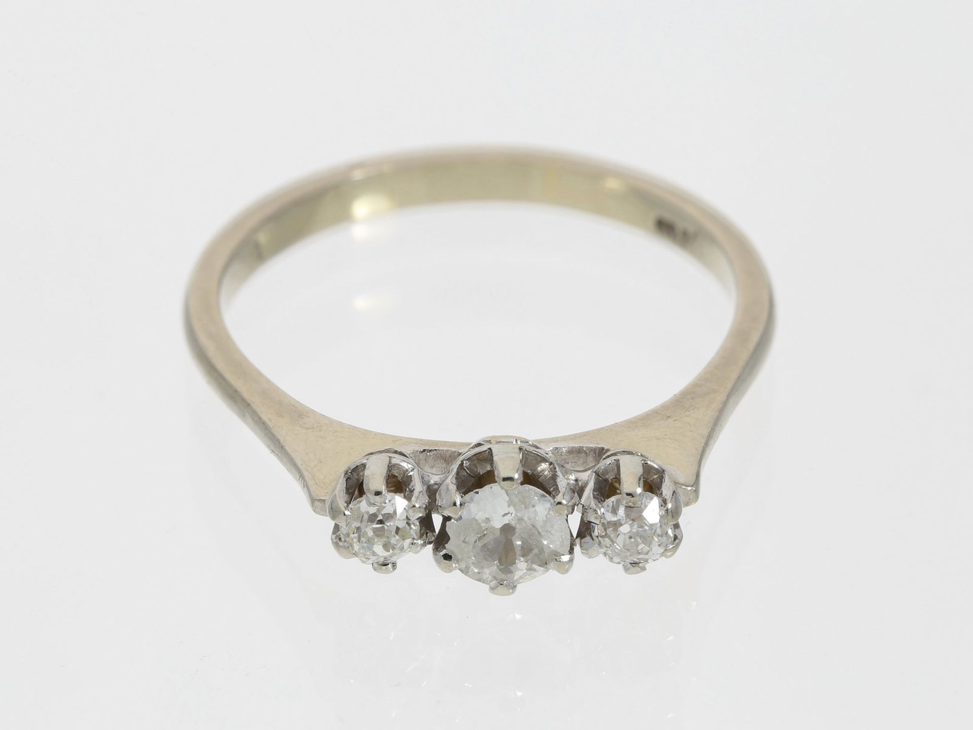 Ring: 18K weißgoldener Diamantring, Altschliff-Diamanten von ca. 0,53ct