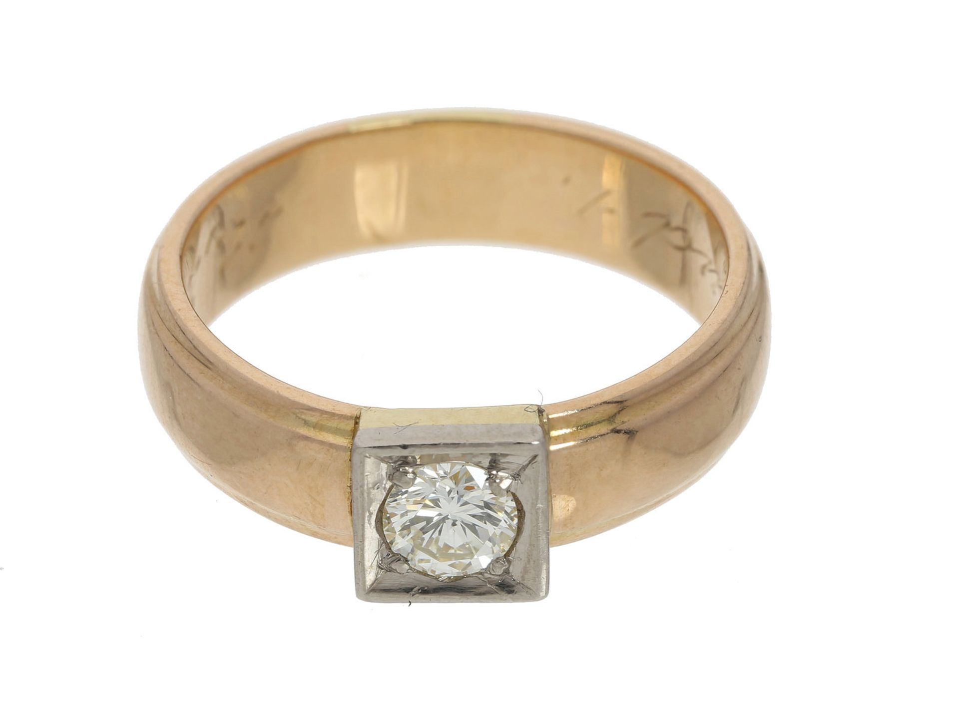 Ring: solide gefertigter 14K Brillant/Solitär-Goldschmiedering